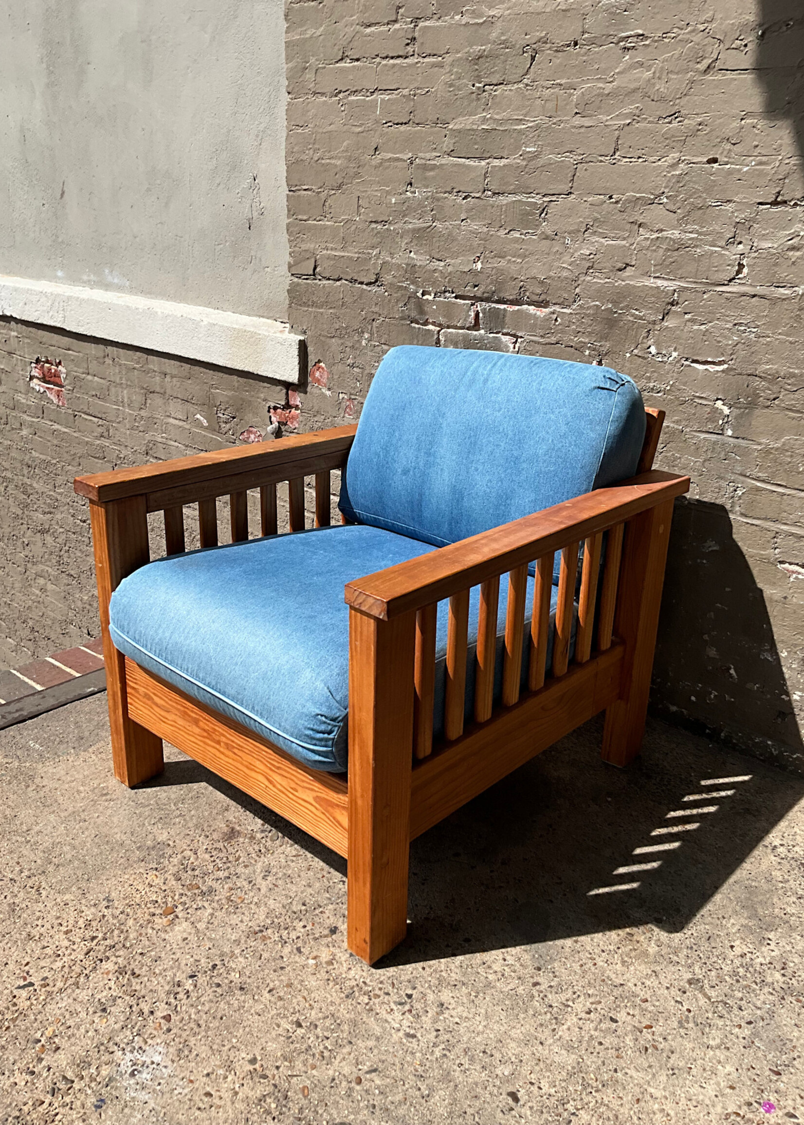 GOODWOOD Solid Pine Denim Lounge Chair