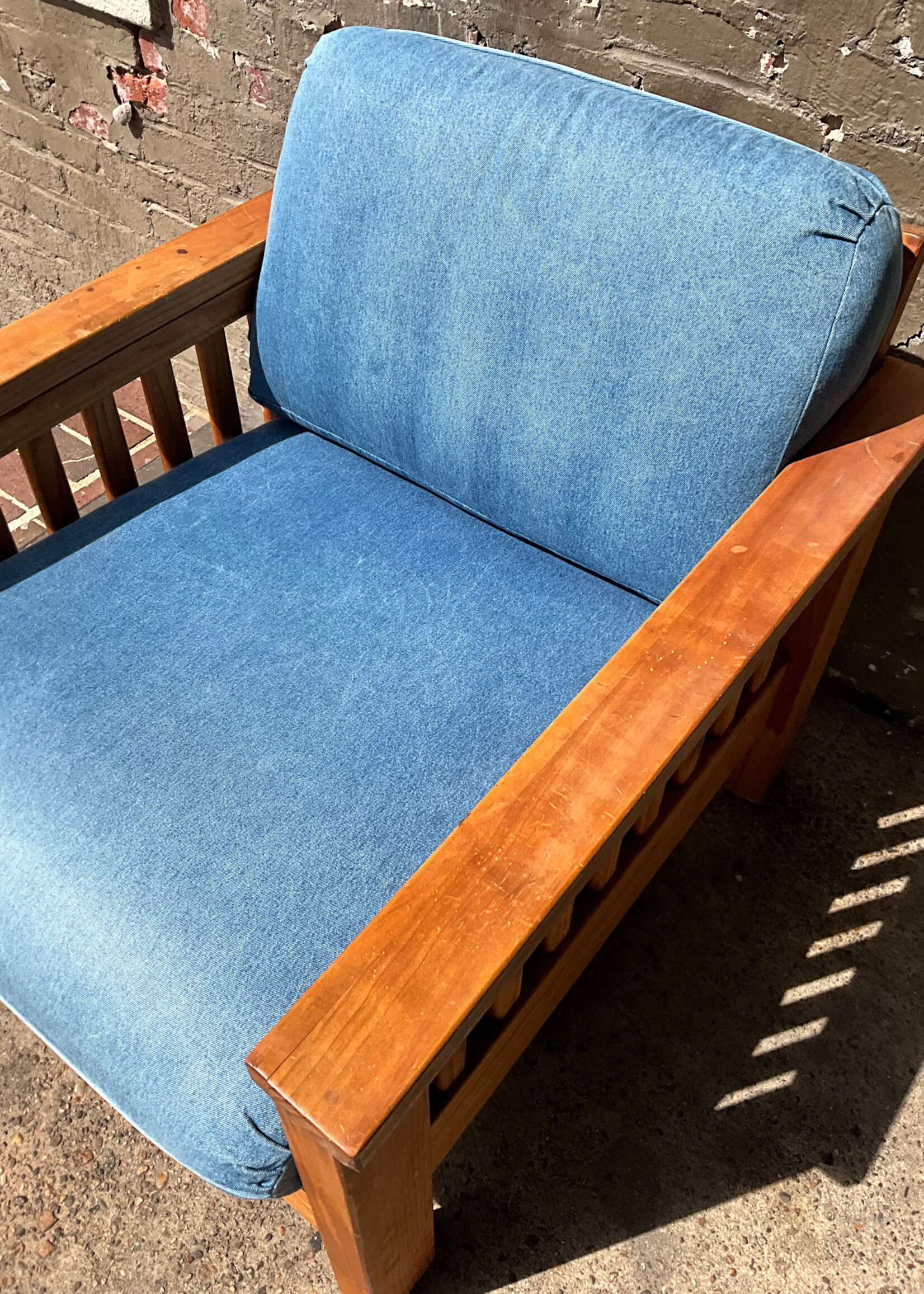 GOODWOOD Solid Pine Denim Lounge Chair