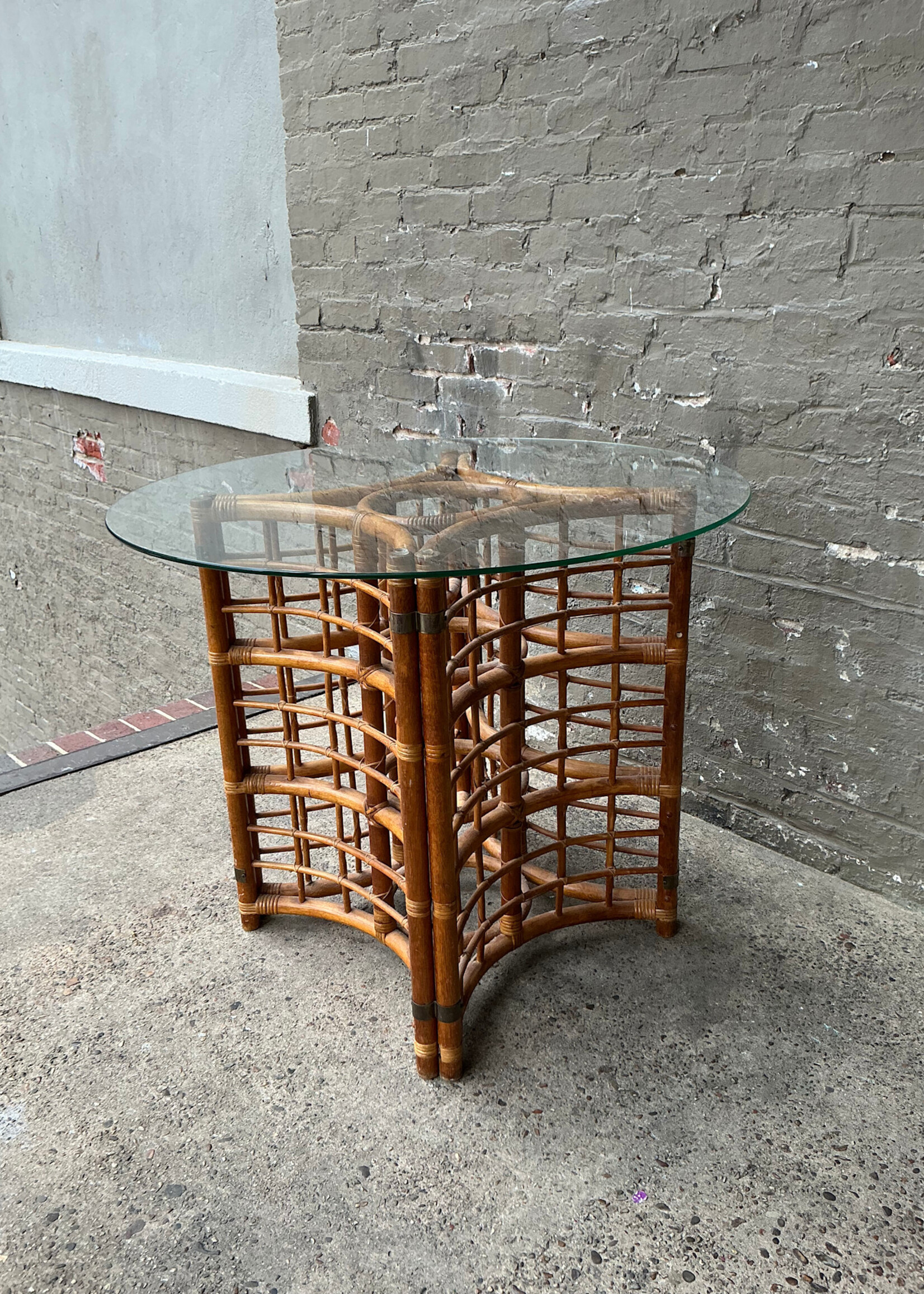 GOODWOOD Vintage Rattan & Glass Table