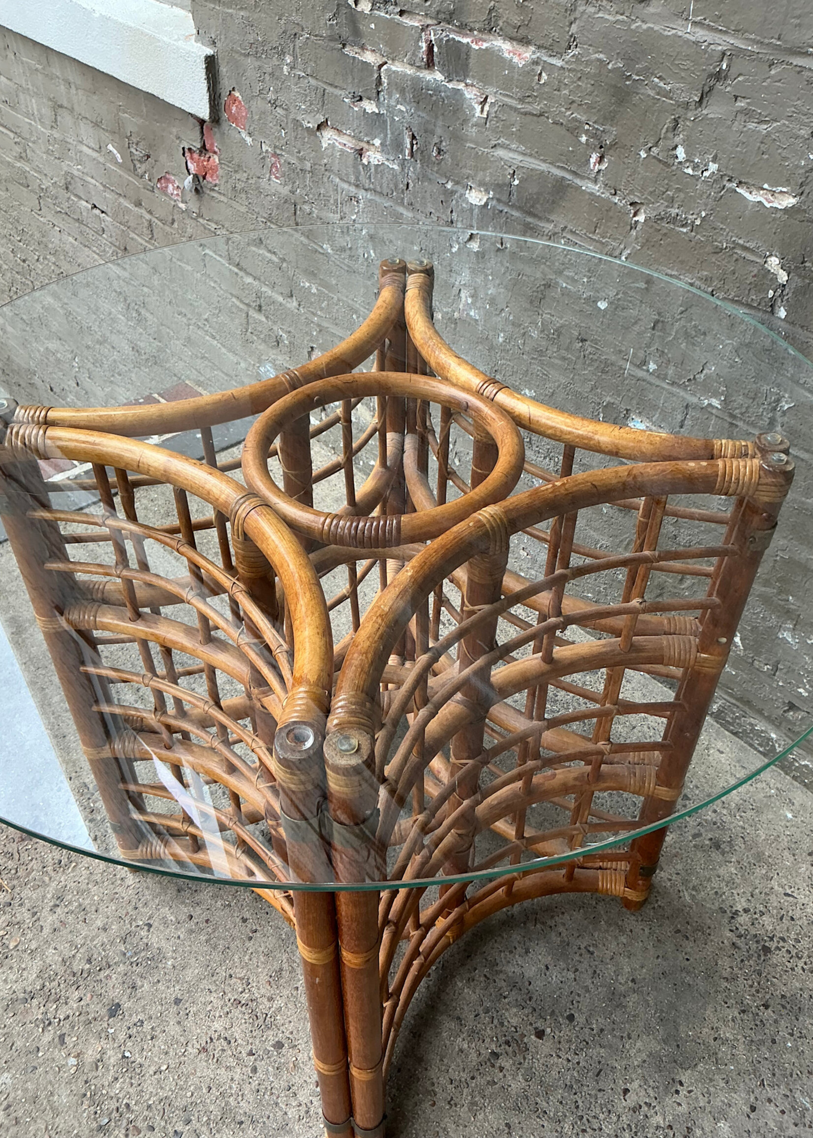 GOODWOOD Vintage Rattan & Glass Table