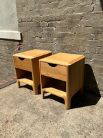 GOODWOOD Pair of MCM Style Oak Nightstands