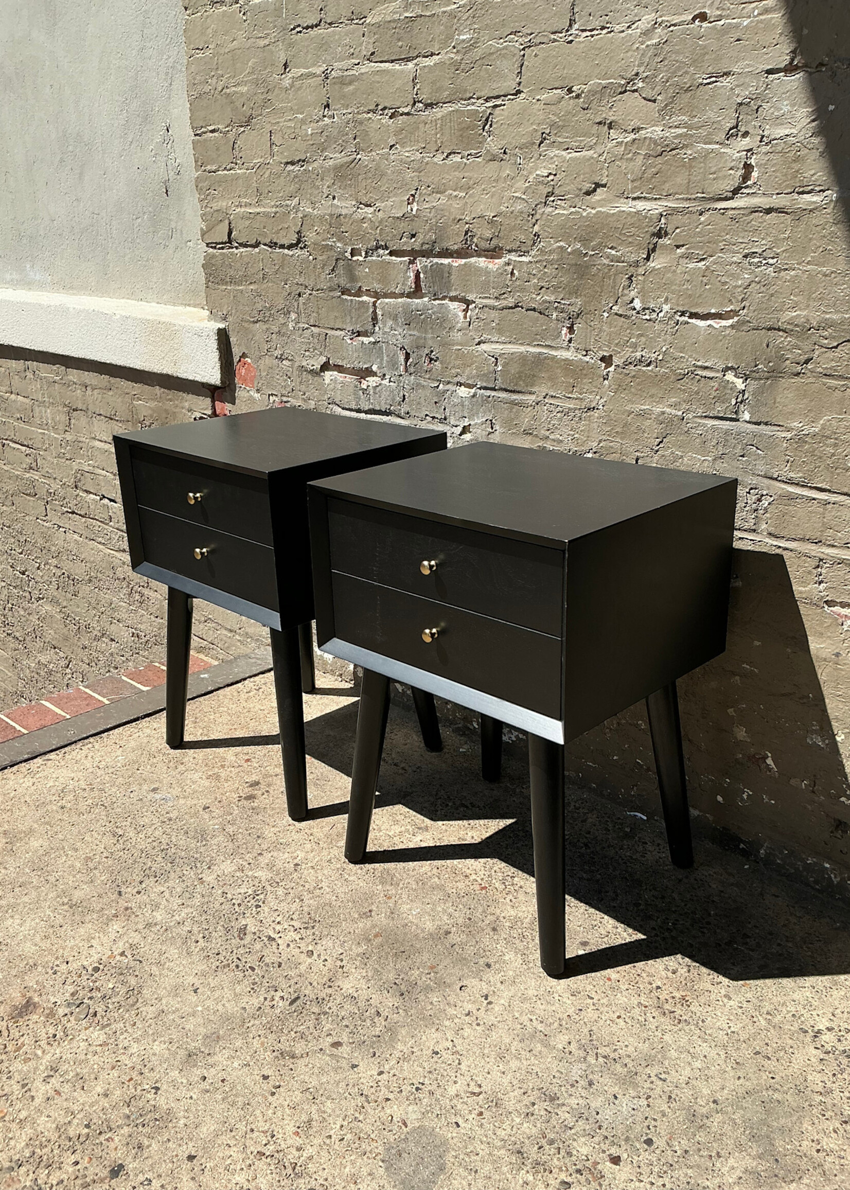 GOODWOOD Pair of MCM Style Ebonized Nightstands