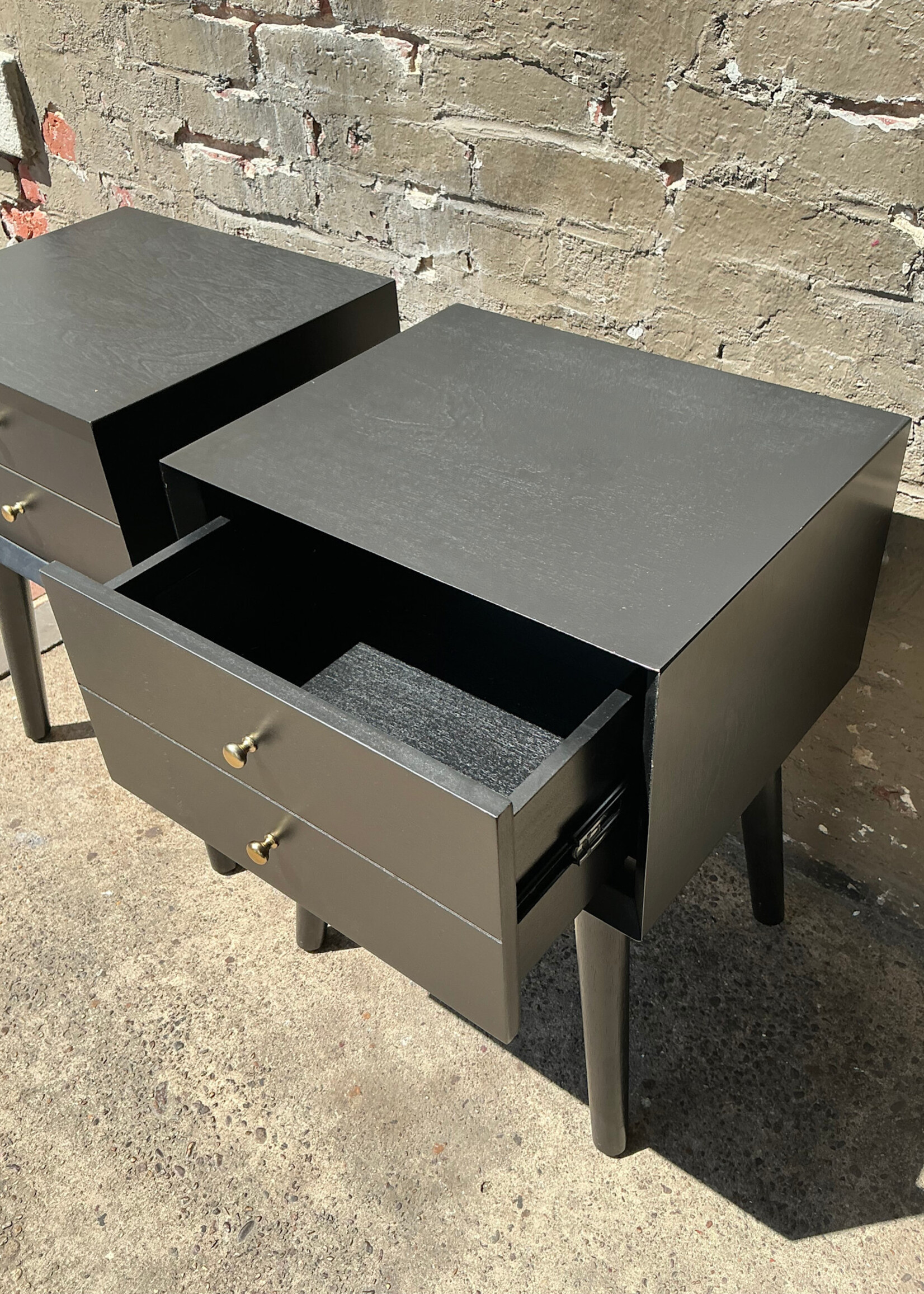 GOODWOOD Pair of MCM Style Ebonized Nightstands