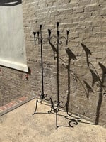 GOODWOOD Pair of Antique Wrought Iron Candle Stands