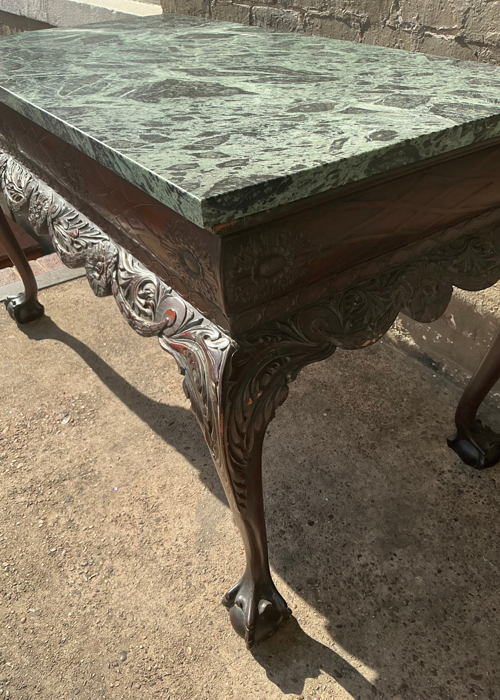 GOODWOOD Antique Mahogany & Marble Center Table