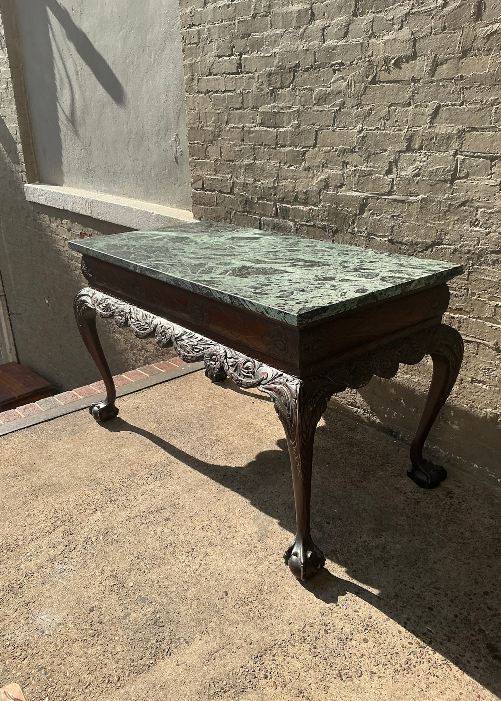 GOODWOOD Antique Mahogany & Marble Center Table