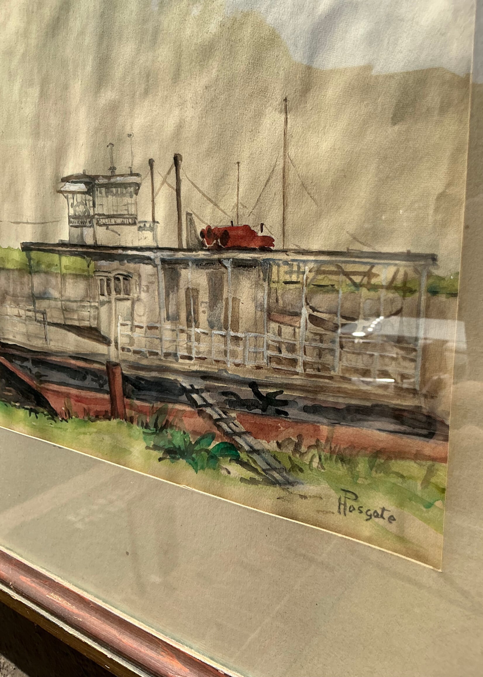 GOODWOOD Riverboat Watercolor, Signed