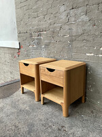 GOODWOOD Pair of Solid White Oak Nightstands