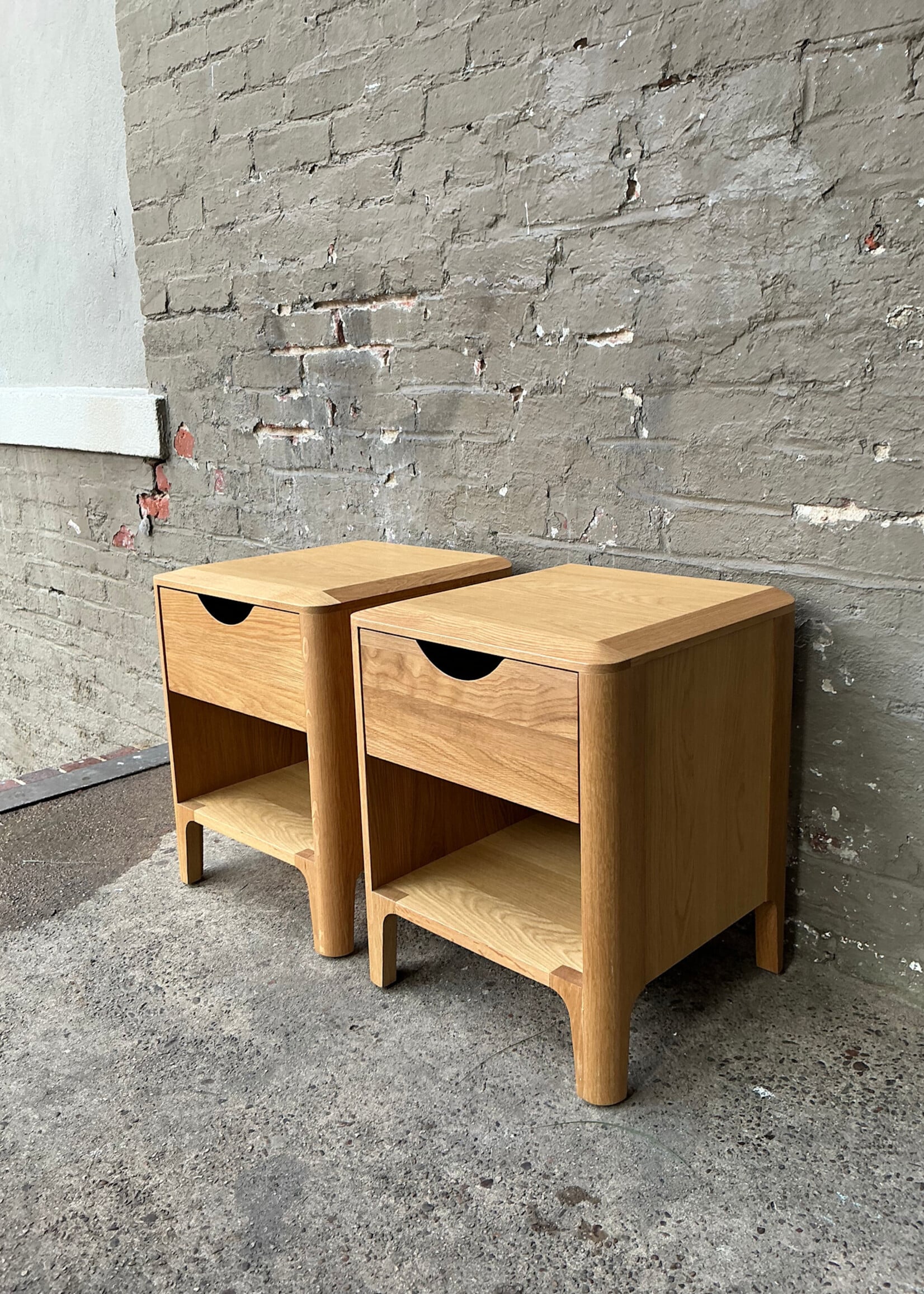 GOODWOOD Pair of Solid White Oak Nightstands