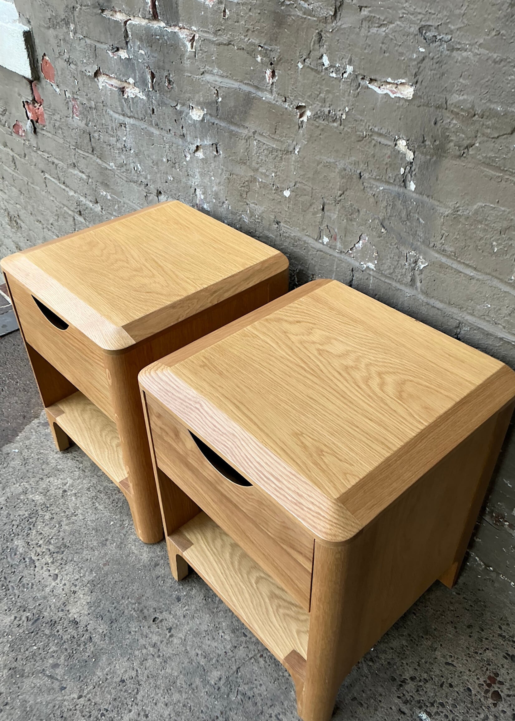 GOODWOOD Pair of Solid White Oak Nightstands