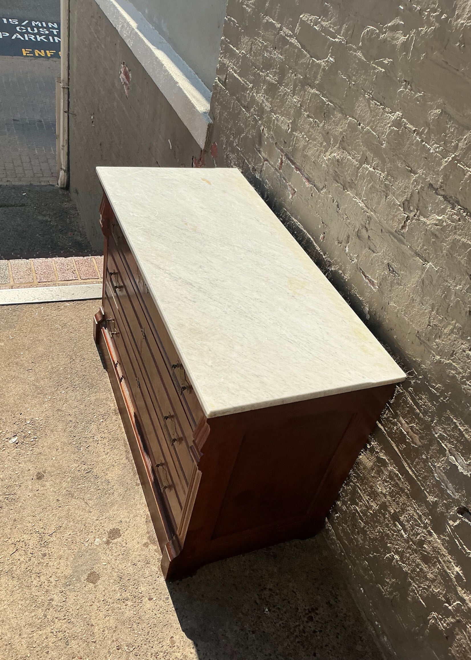 GOODWOOD Victorian Marble Top Walnut Chest of Drawers