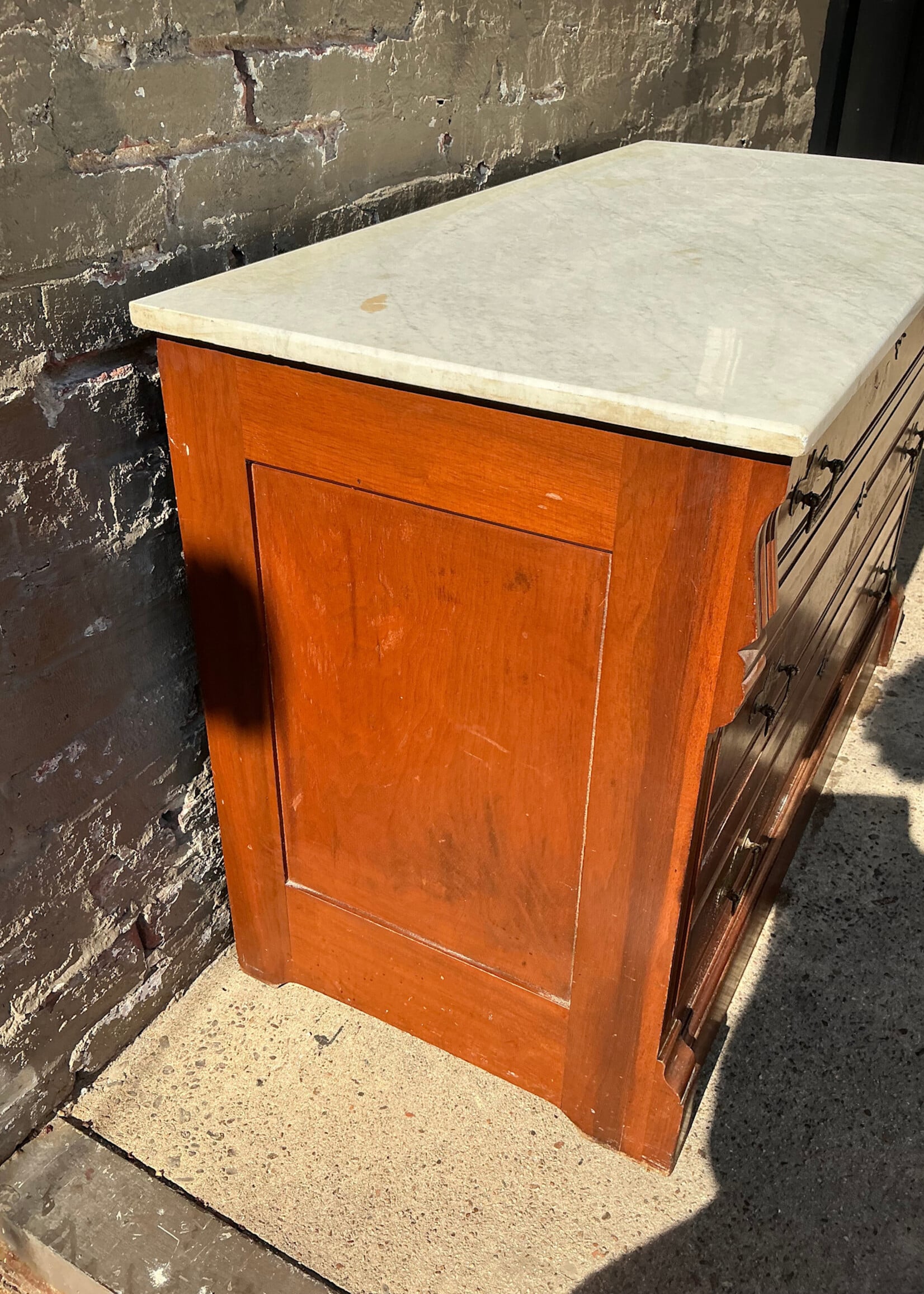 GOODWOOD Victorian Marble Top Walnut Chest of Drawers