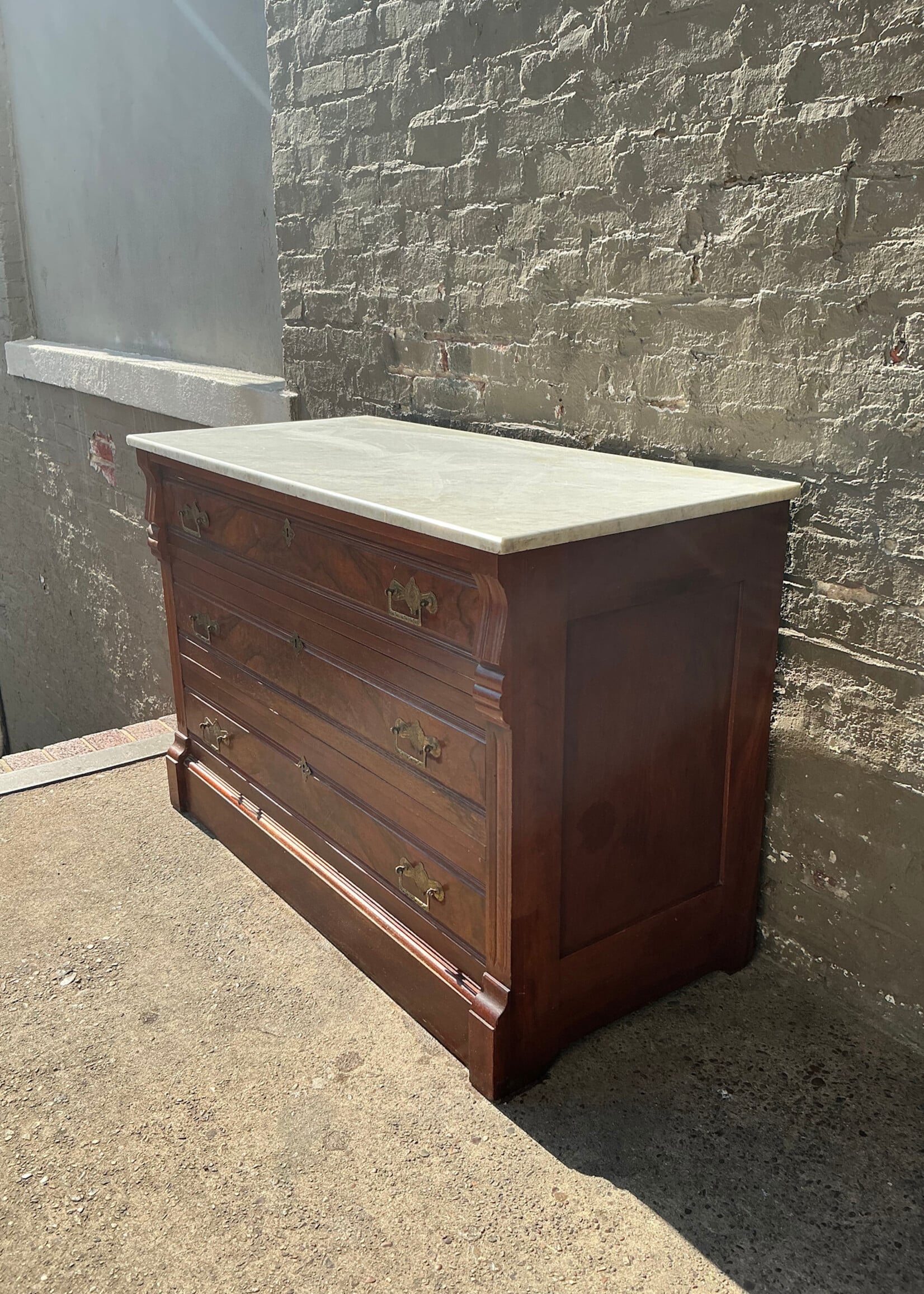 GOODWOOD Victorian Marble Top Walnut Chest of Drawers