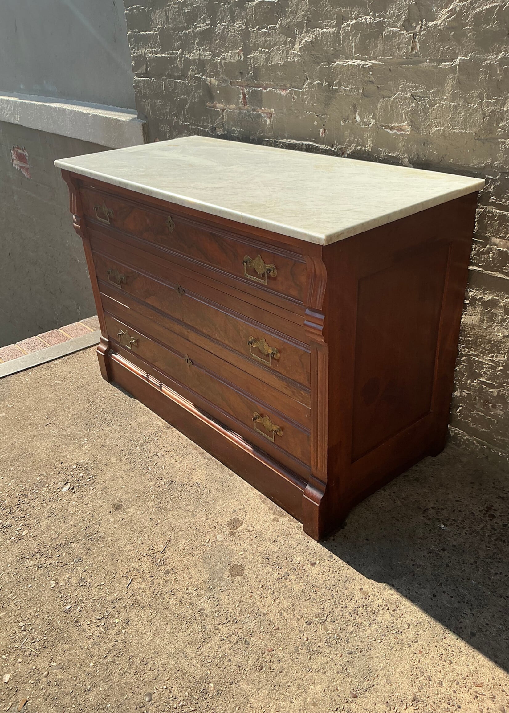 GOODWOOD Victorian Marble Top Walnut Chest of Drawers