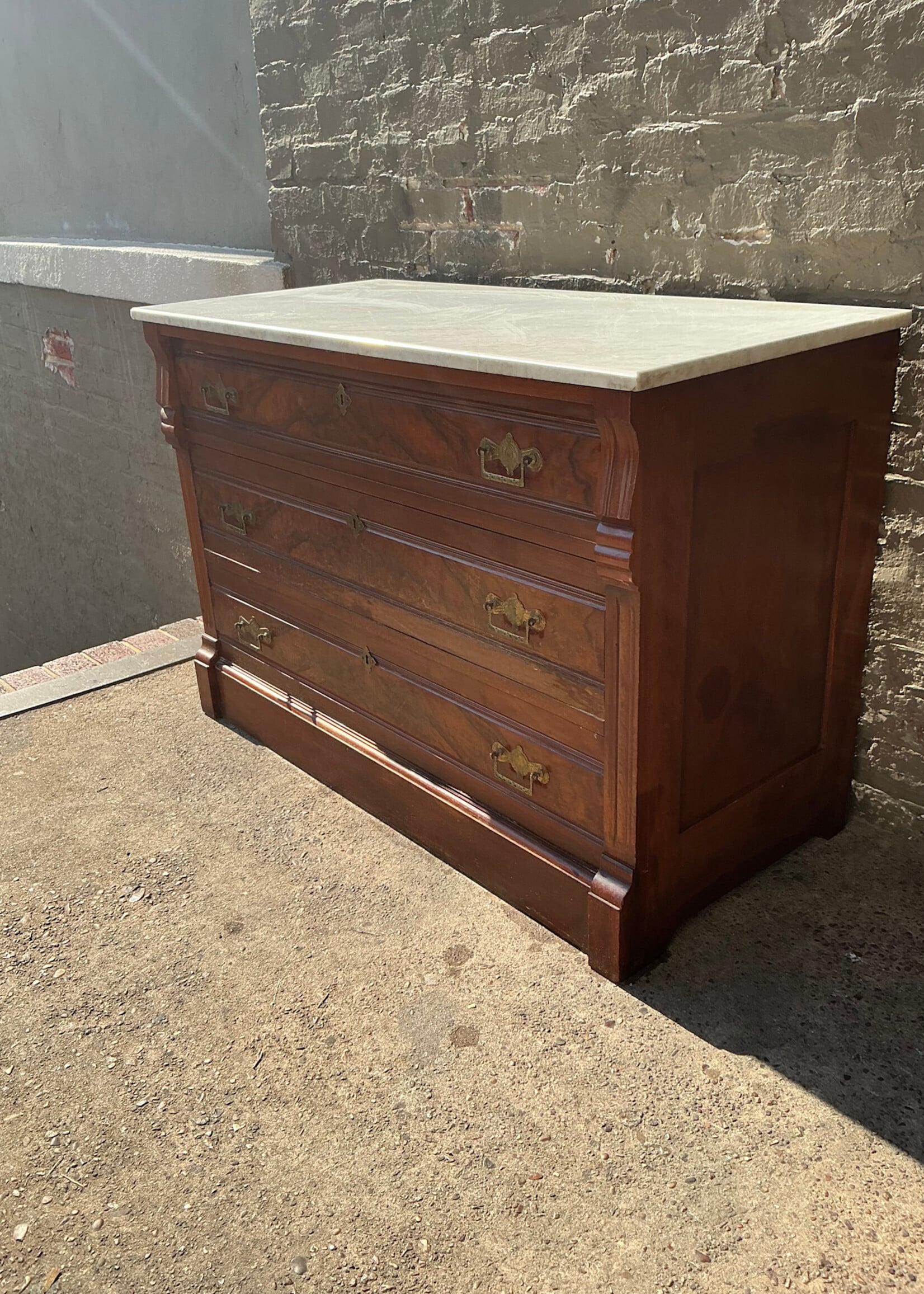 GOODWOOD Victorian Marble Top Walnut Chest of Drawers