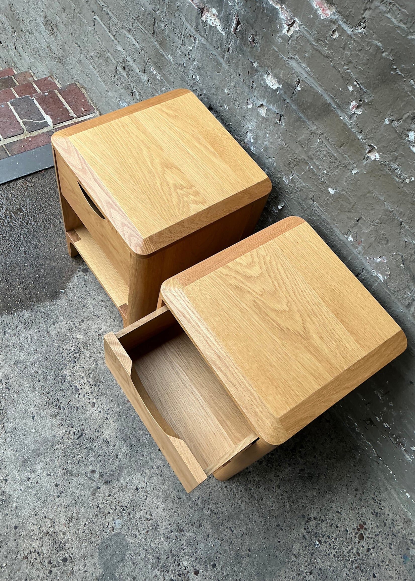 GOODWOOD Pair of White Oak Nightstands