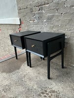 GOODWOOD Pair of Ebonized MCM Style Nightstands