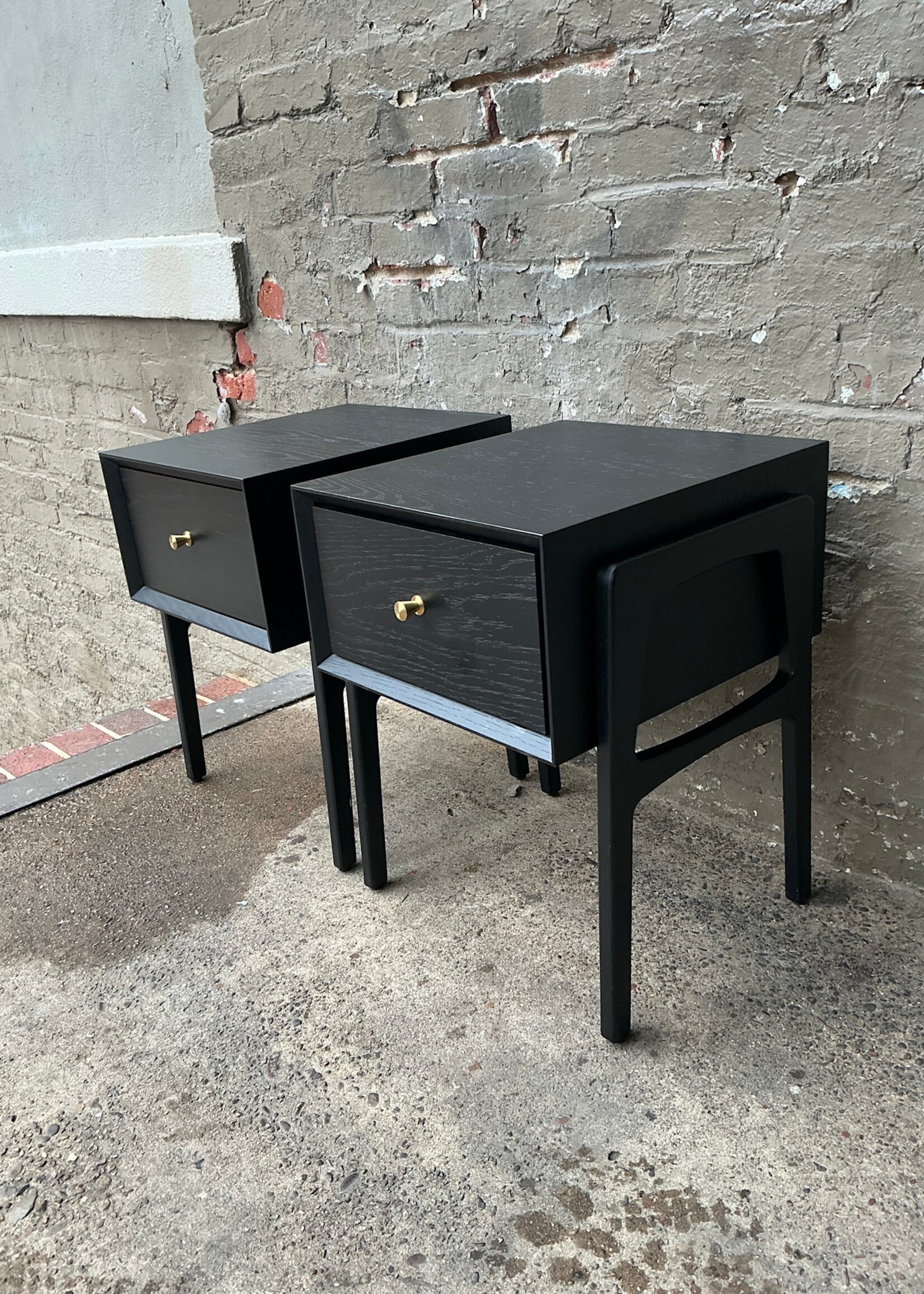 GOODWOOD Pair of Ebonized MCM Style Nightstands