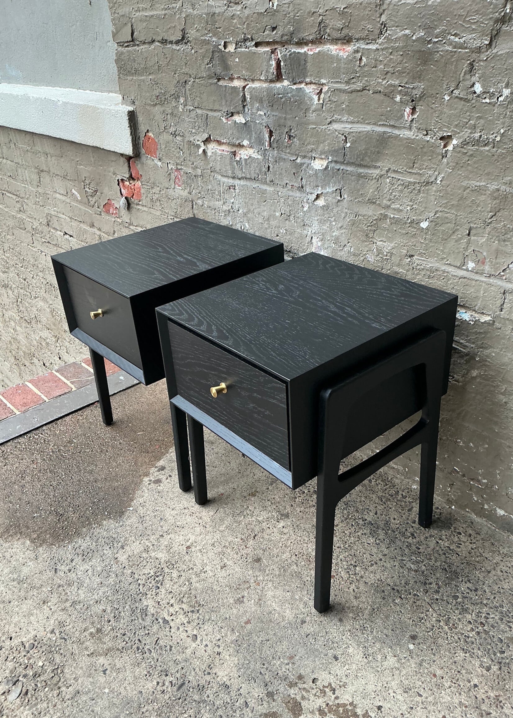 GOODWOOD Pair of Ebonized MCM Style Nightstands