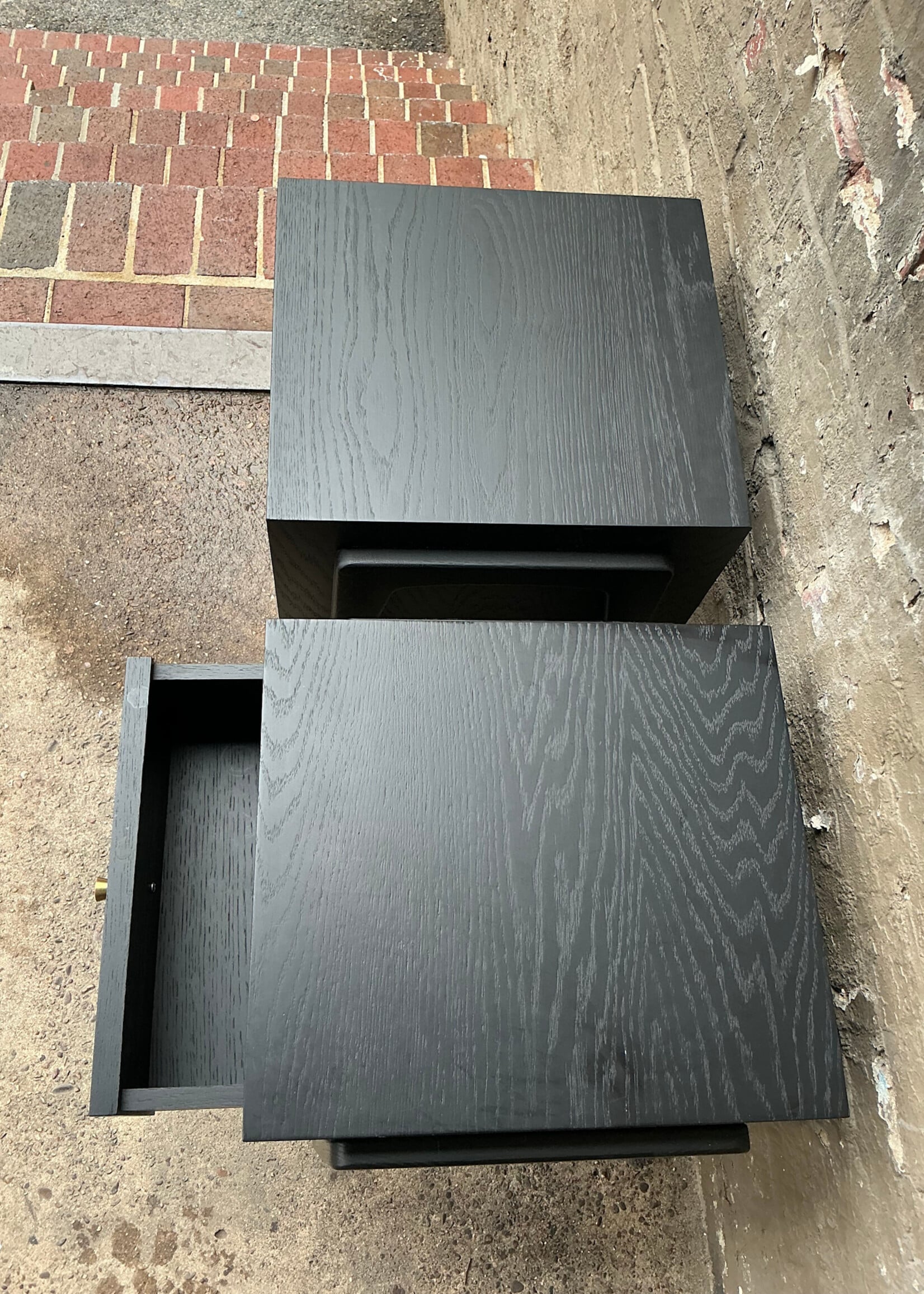GOODWOOD Pair of Ebonized MCM Style Nightstands