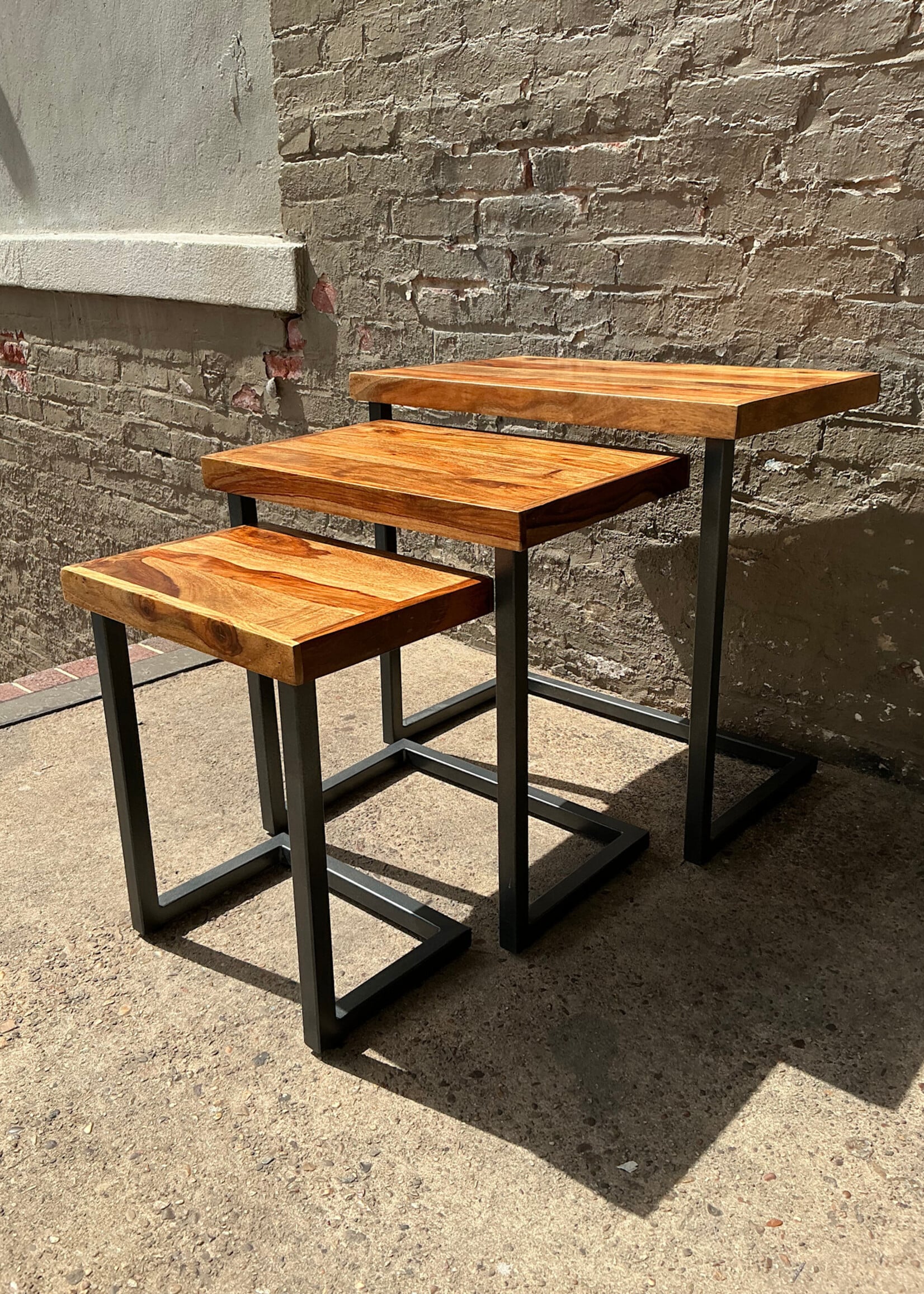 GOODWOOD Set of Three Acacia Wood Nesting Tables