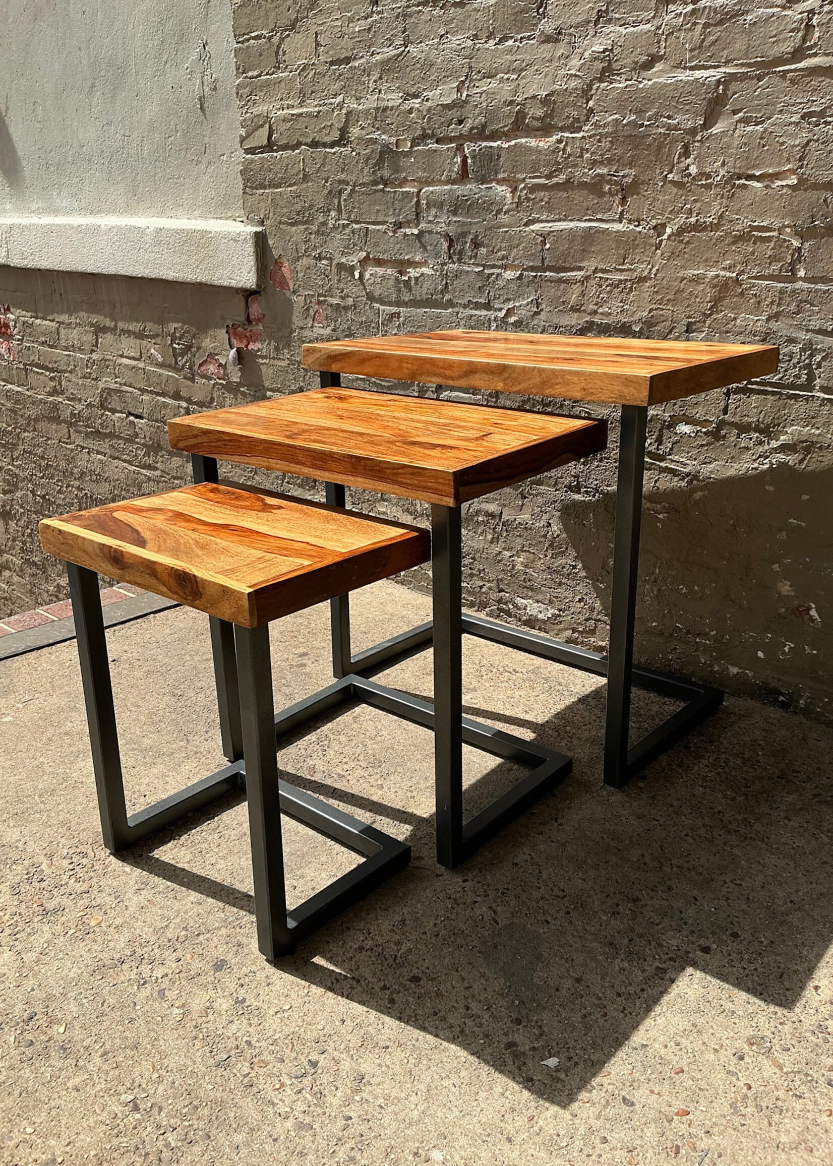 GOODWOOD Set of Three Acacia Wood Nesting Tables