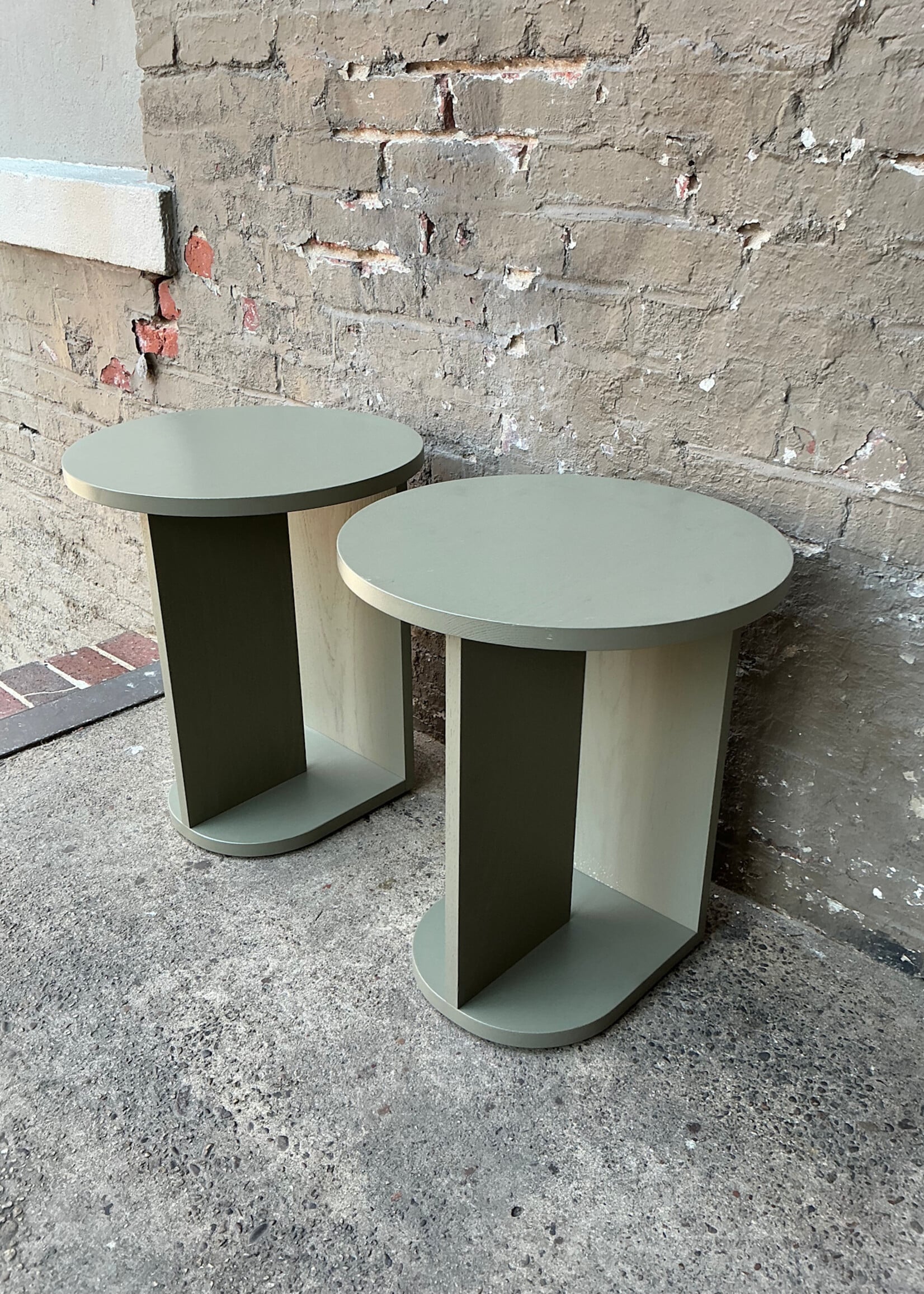 GOODWOOD Pair of Sage Green Side Tables