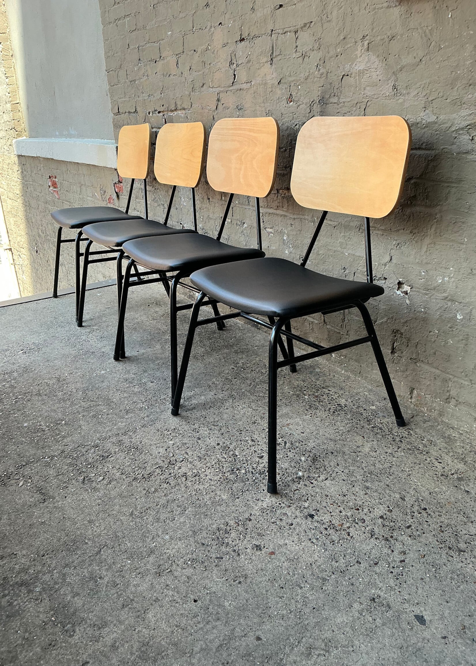 GOODWOOD Set of Four Leather Seated MCM Style Chairs