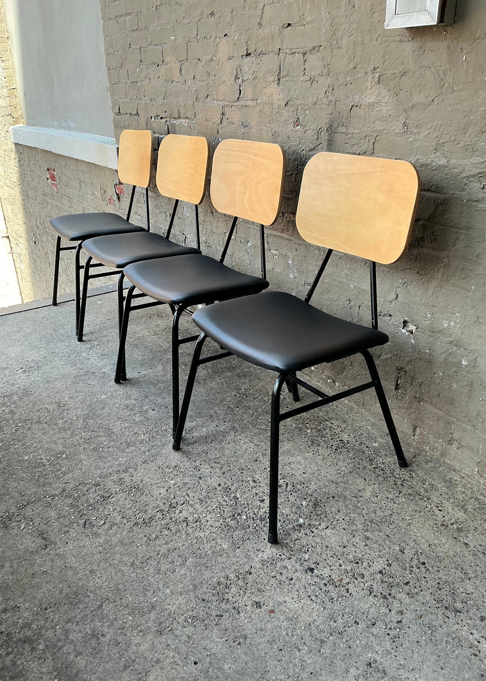 GOODWOOD Set of Four Leather Seated MCM Style Chairs