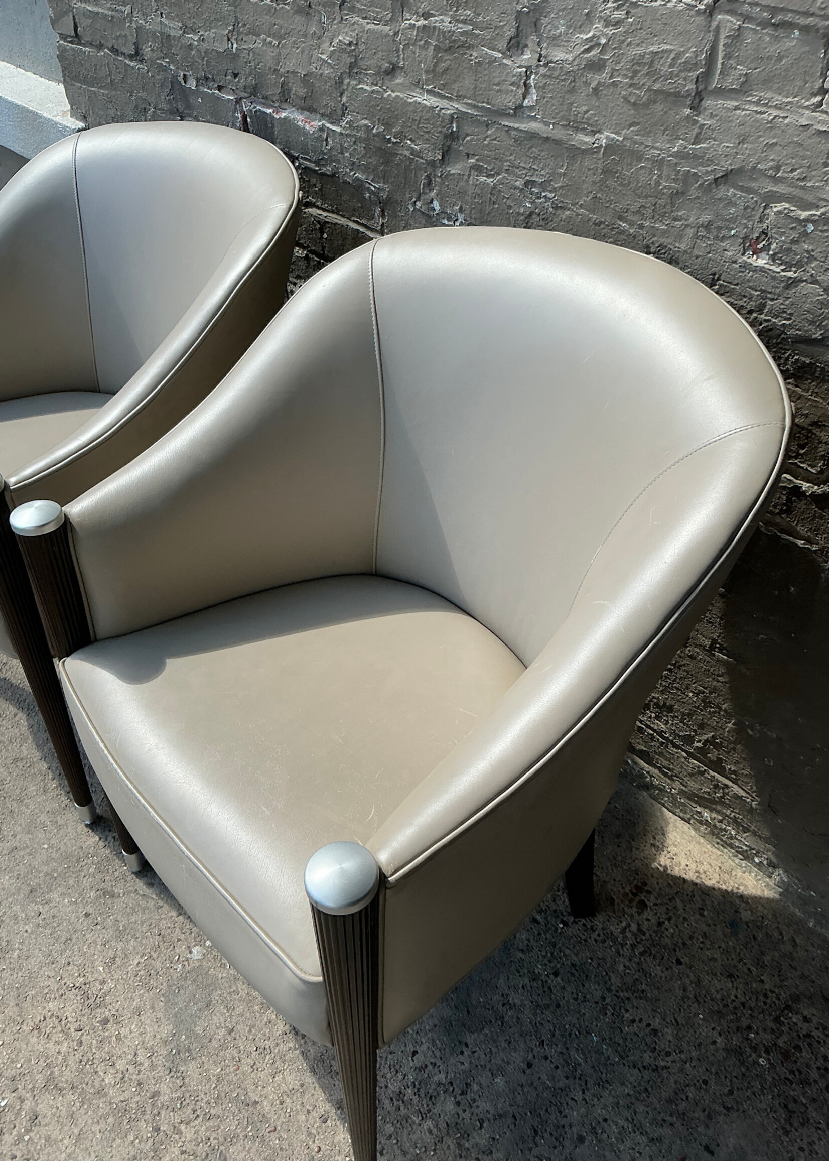 GOODWOOD Pair of Leather Art Deco Club Chairs
