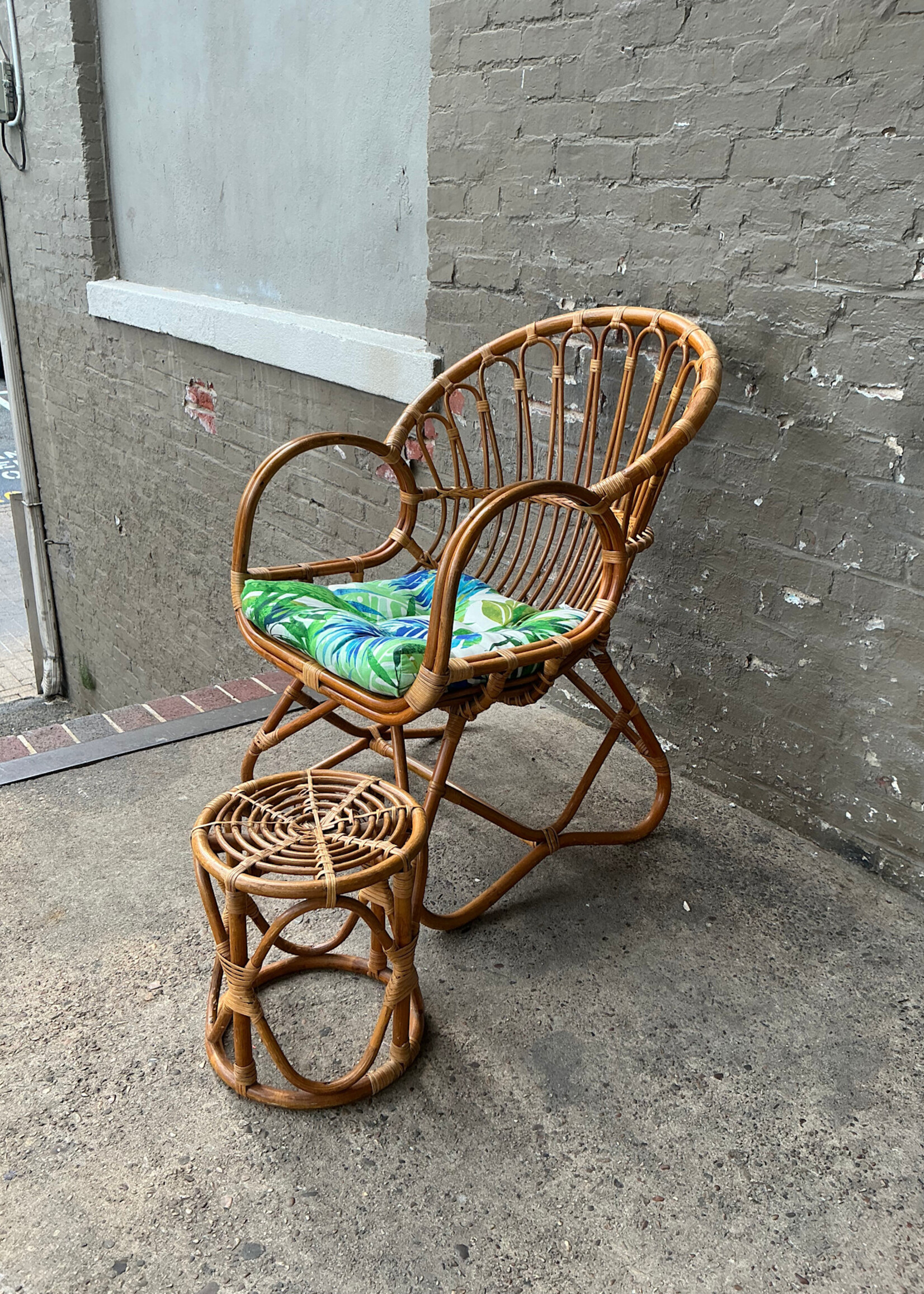 GOODWOOD Vintage Rattan Armchair & Stool