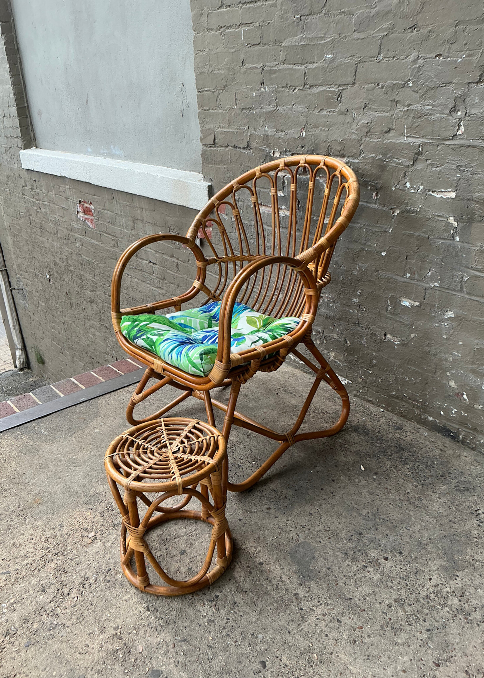 GOODWOOD Vintage Rattan Armchair & Stool