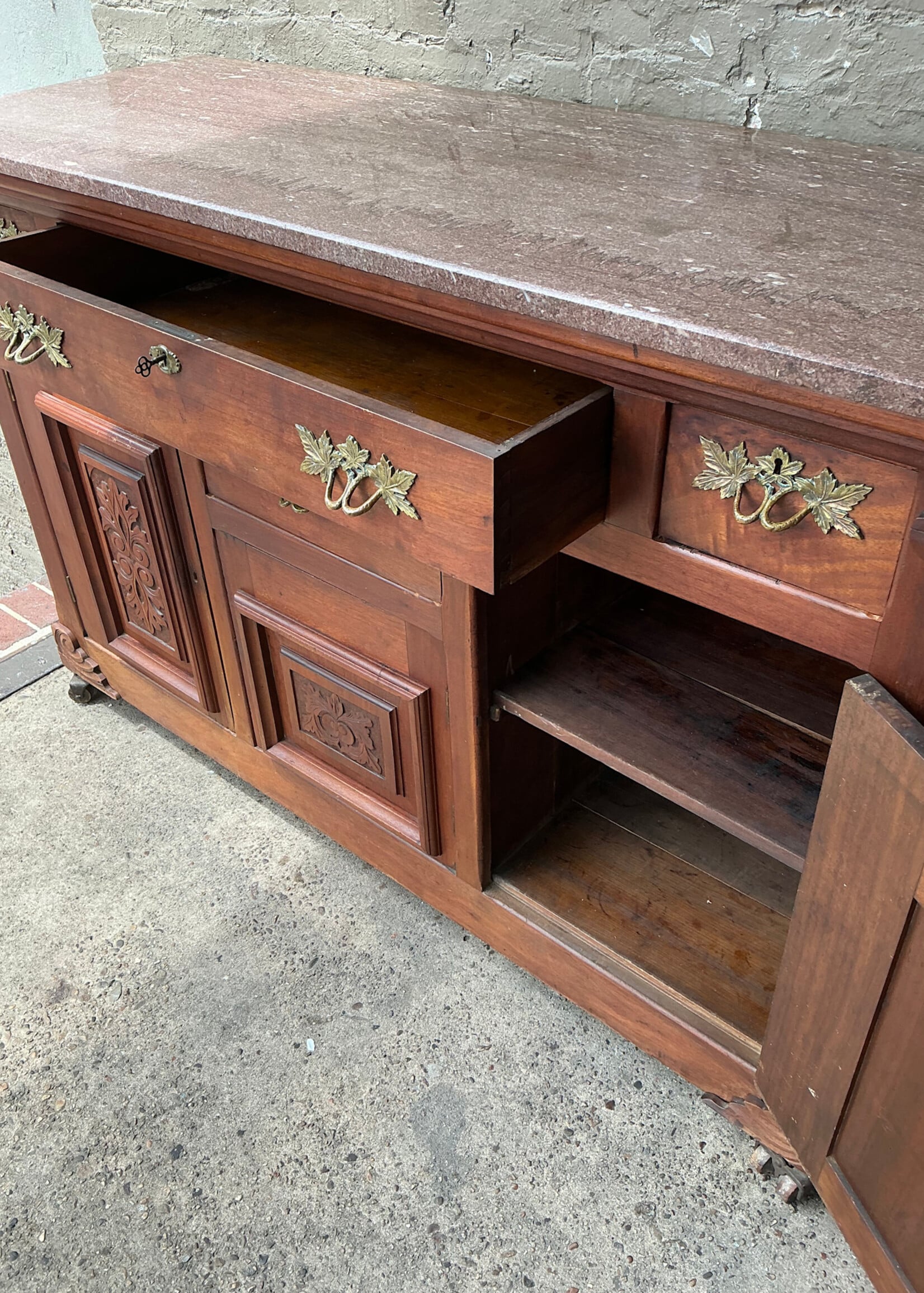 GOODWOOD Antique Marble Top Sideboard