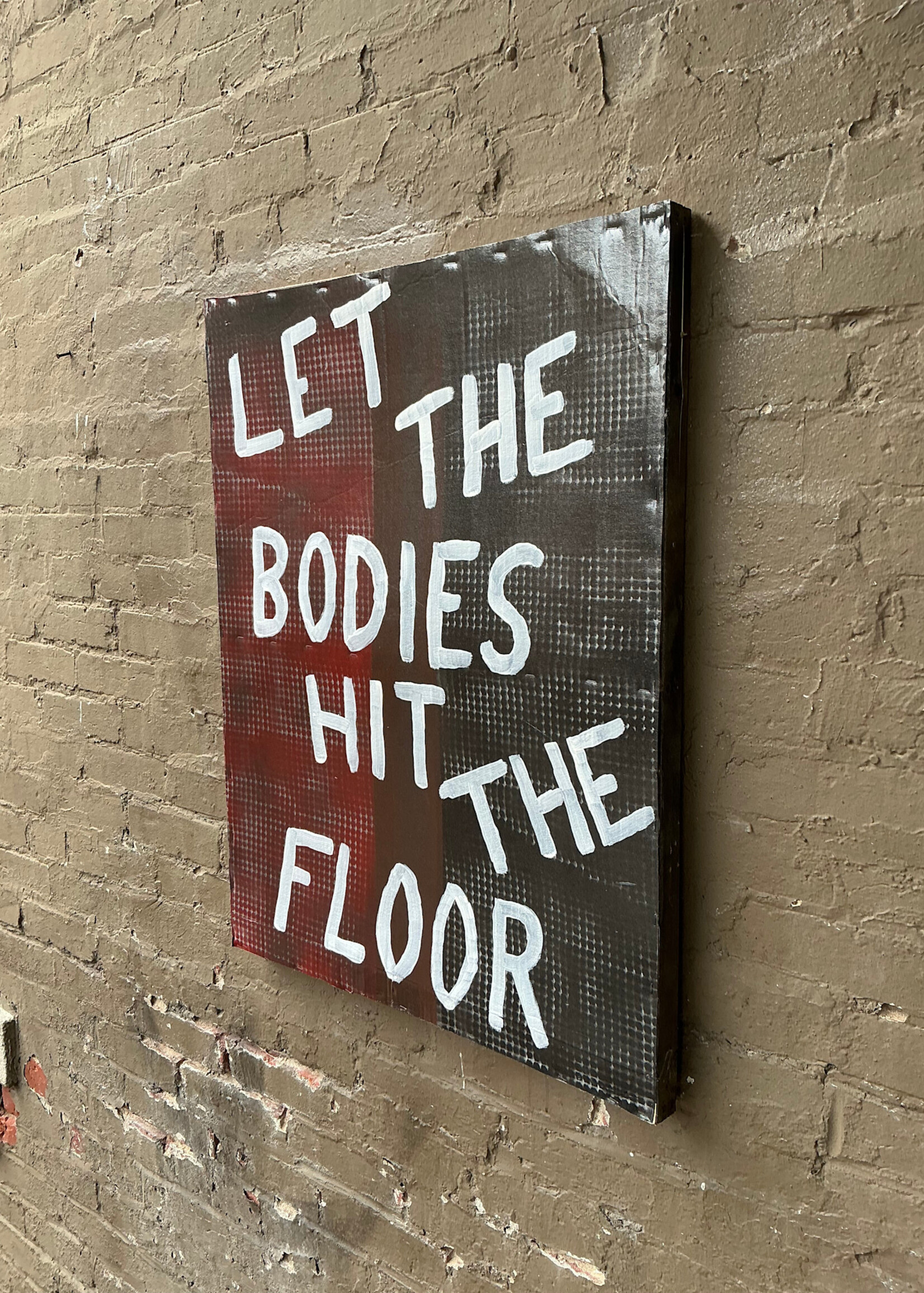 GOODWOOD Let The Bodies Hit the Floor, Cardboard on Wood Frame