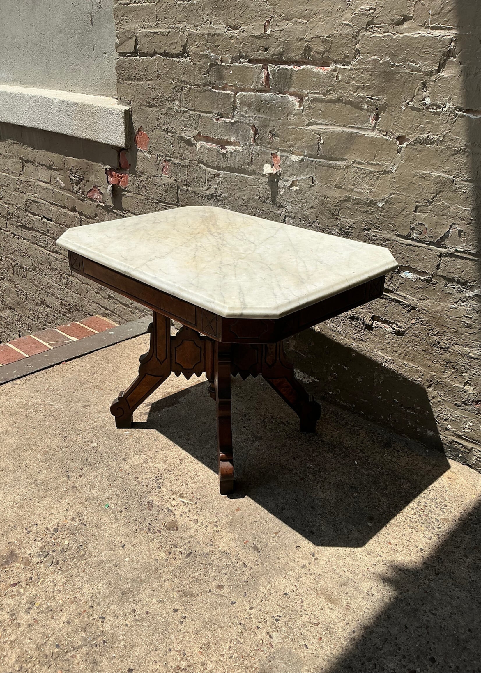 GOODWOOD Victorian Marble Top Parlor Table, Reduced