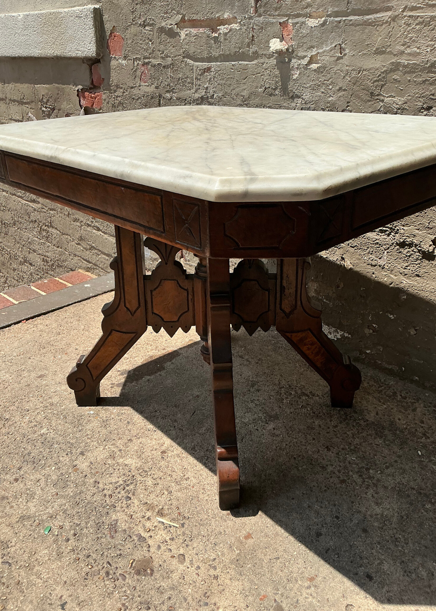 GOODWOOD Victorian Marble Top Parlor Table, Reduced