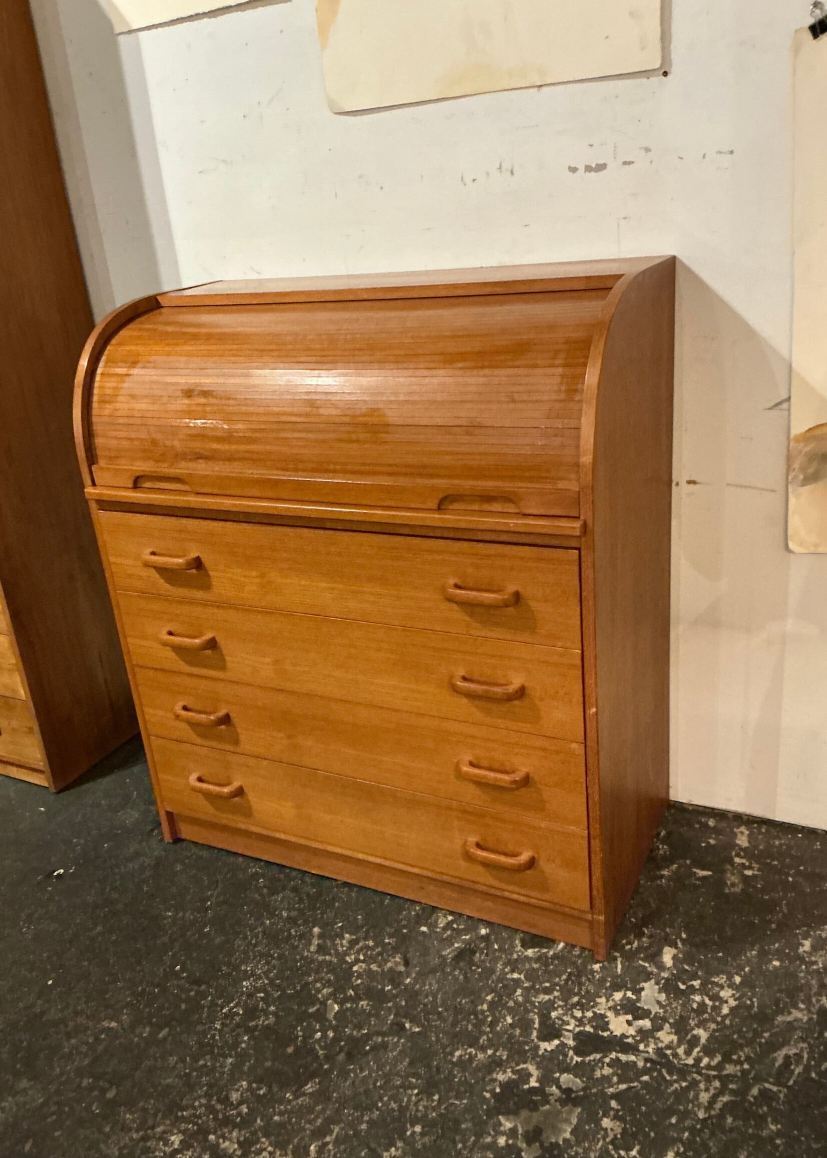 GOODWOOD Mid Century Modern Teak Cylinder Desk