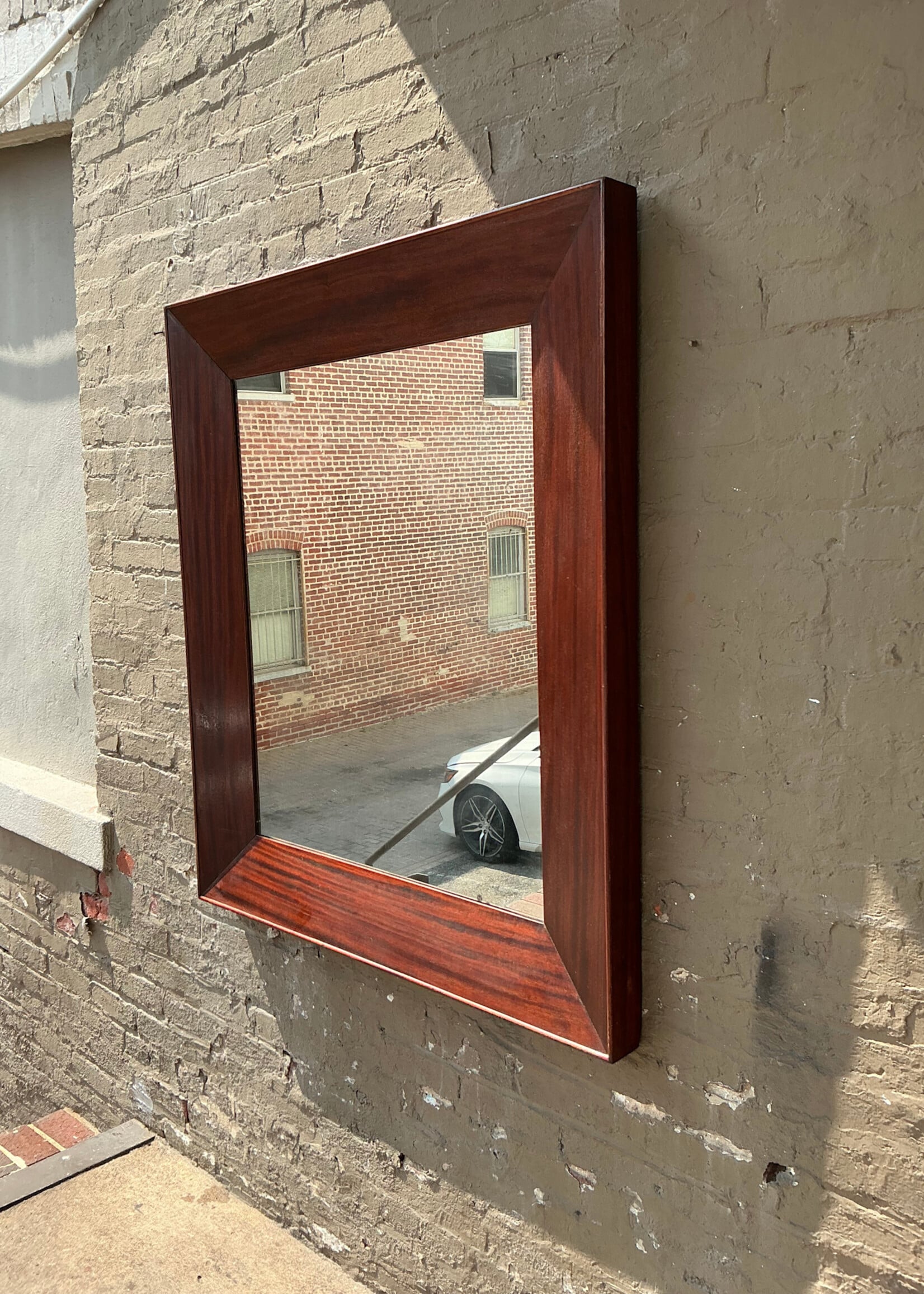 GOODWOOD Large Mahogany Square Mirror, Glass Patina