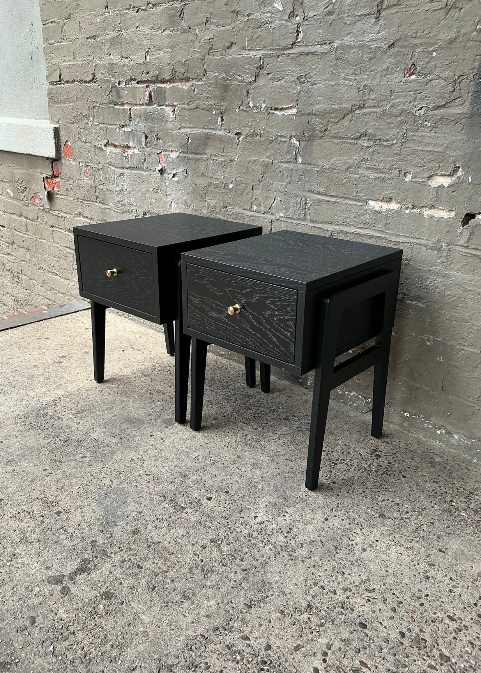 GOODWOOD Pair of MCM Style Ebonized Nightstands