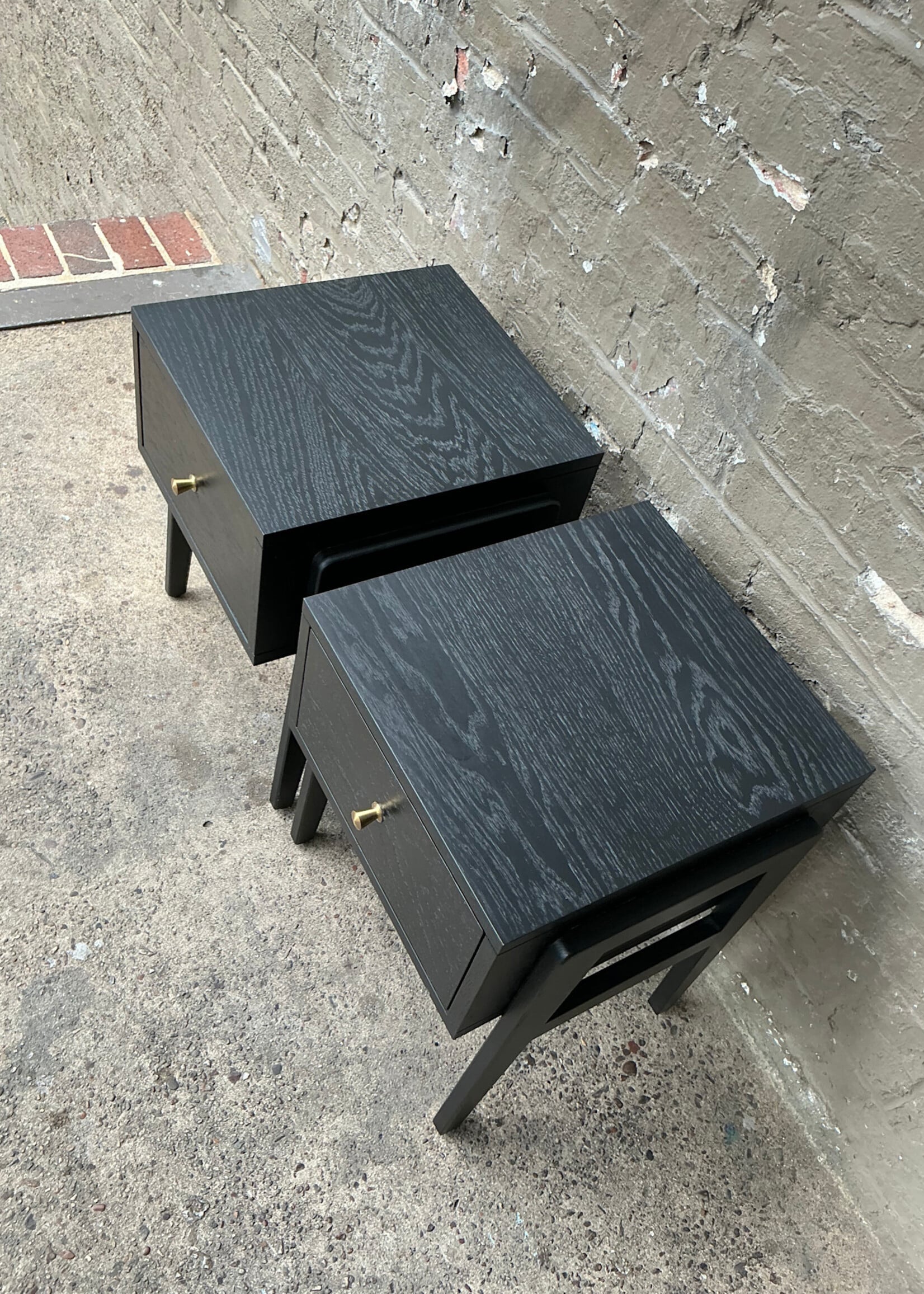 GOODWOOD Pair of MCM Style Ebonized Nightstands
