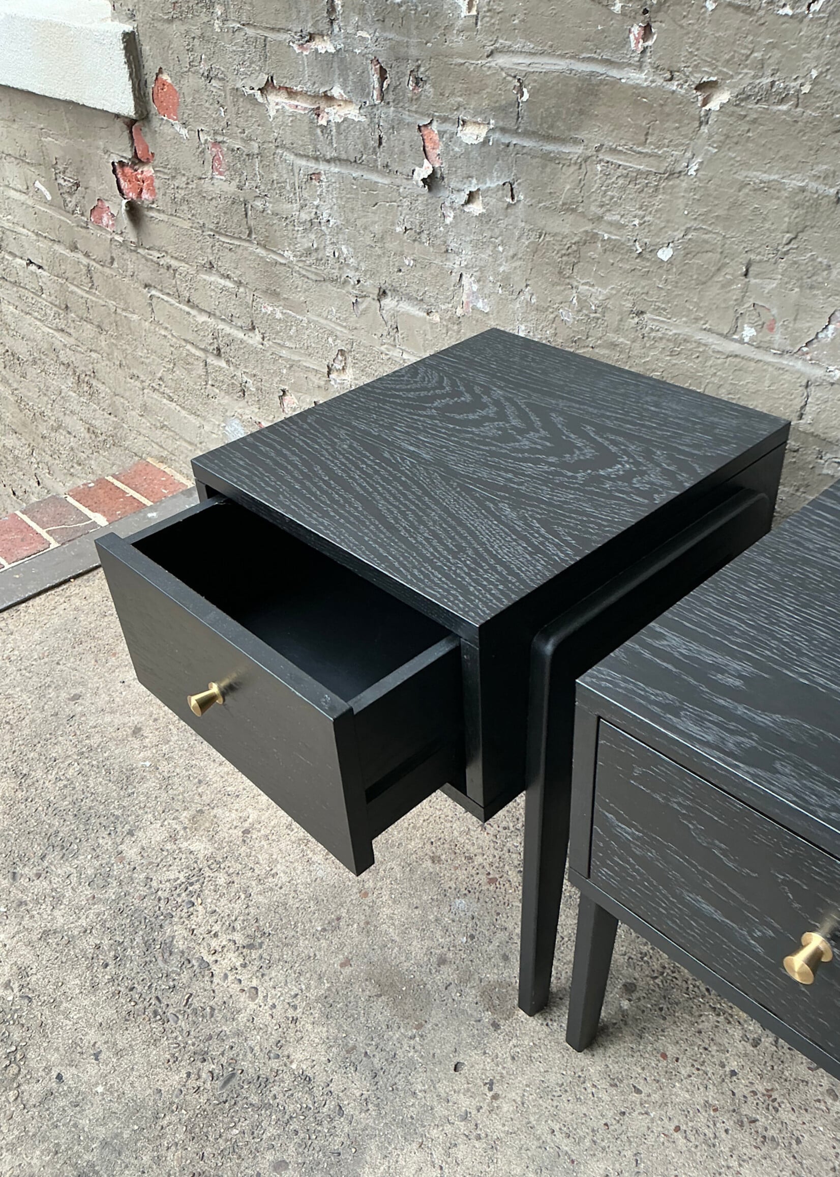 GOODWOOD Pair of MCM Style Ebonized Nightstands