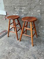 GOODWOOD Pair of Solid Cherry Counter Stools, New England