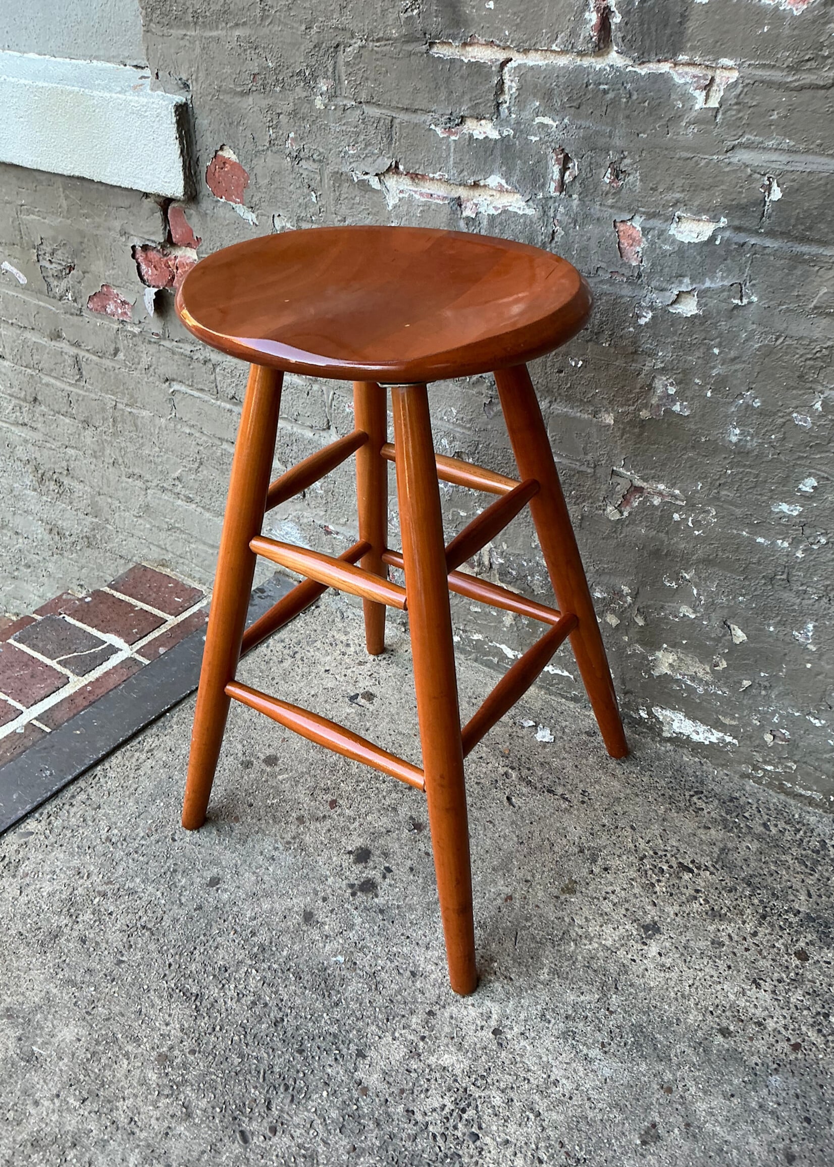GOODWOOD Pair of Solid Cherry Counter Stools, New England