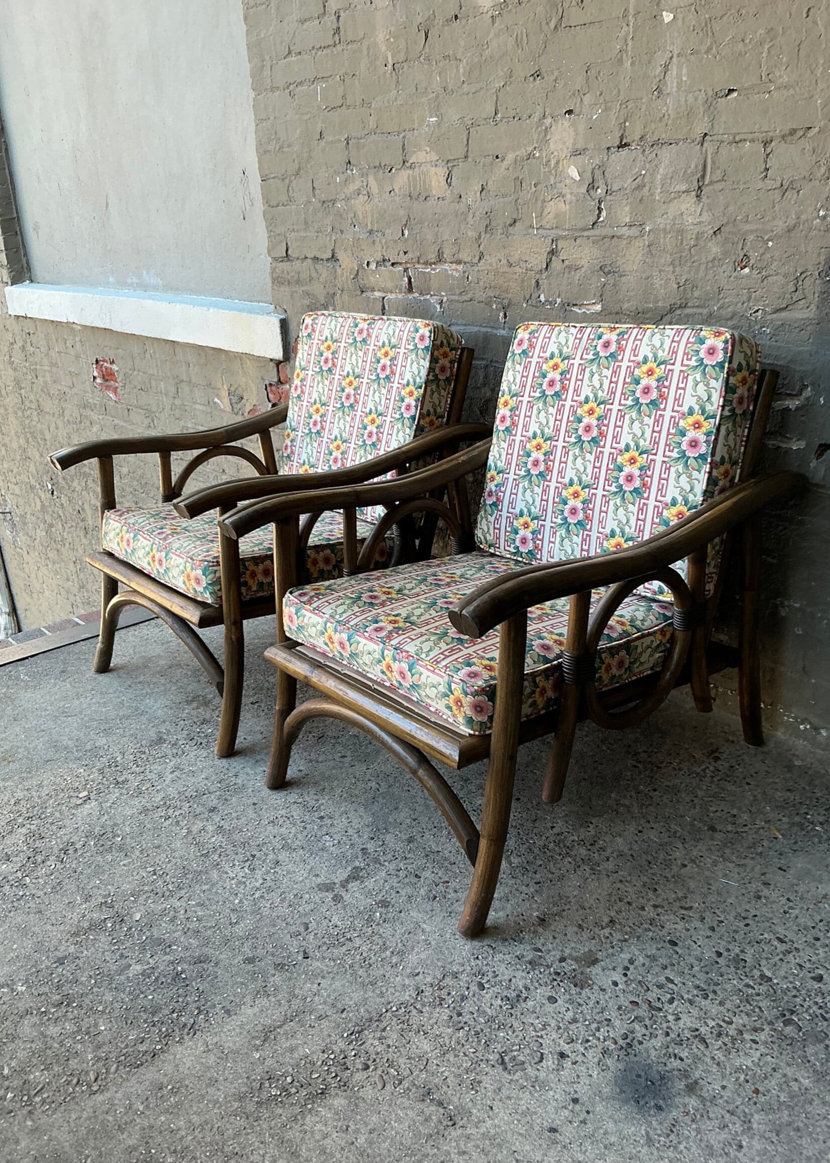 GOODWOOD Pair of MCM Rattan Armchairs