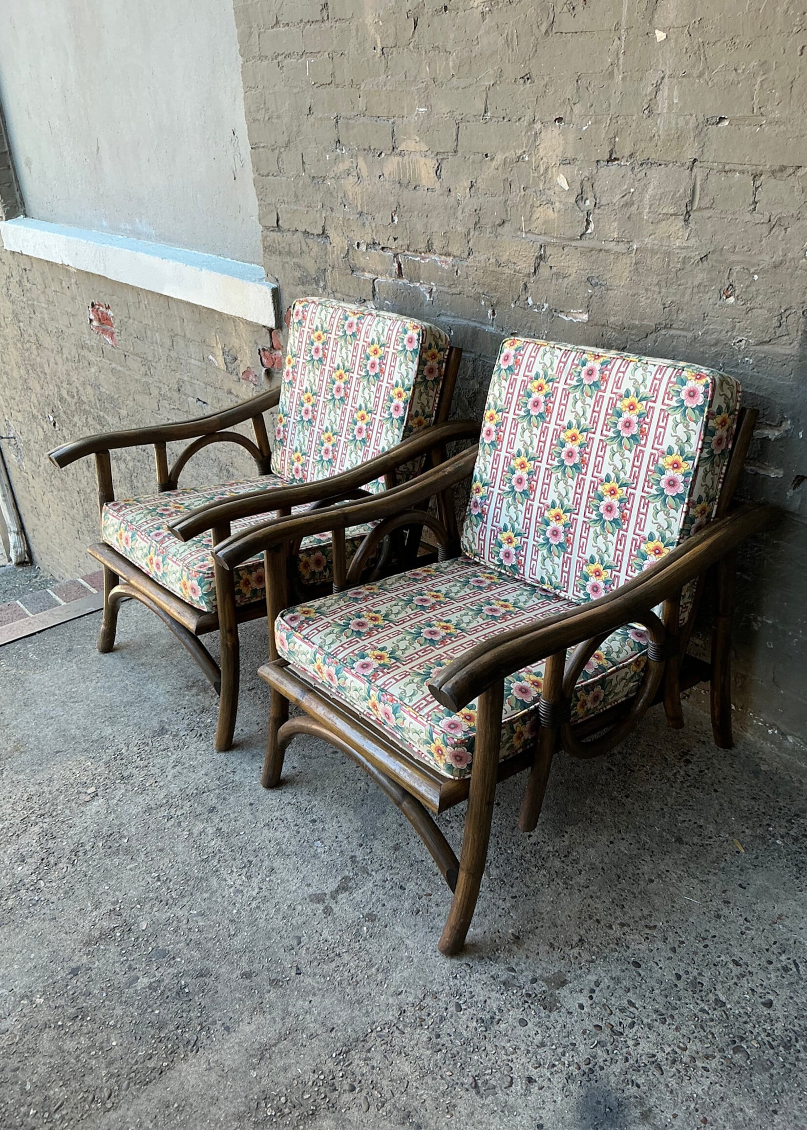 GOODWOOD Pair of MCM Rattan Armchairs