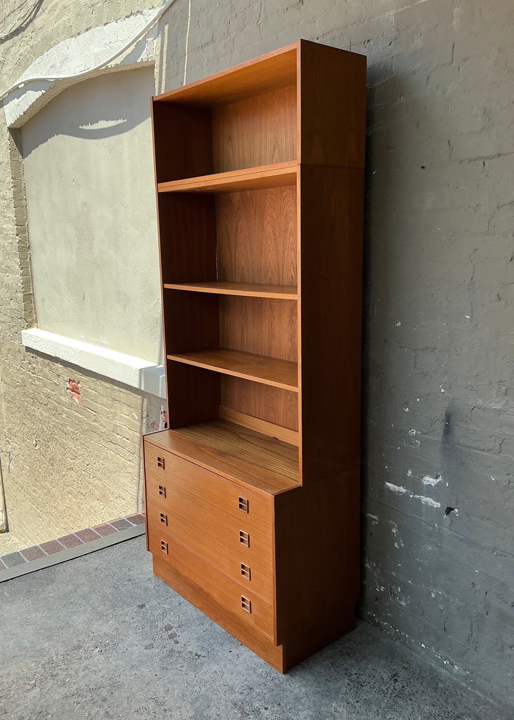 GOODWOOD Danish Modern Teak Shelf over Drawers