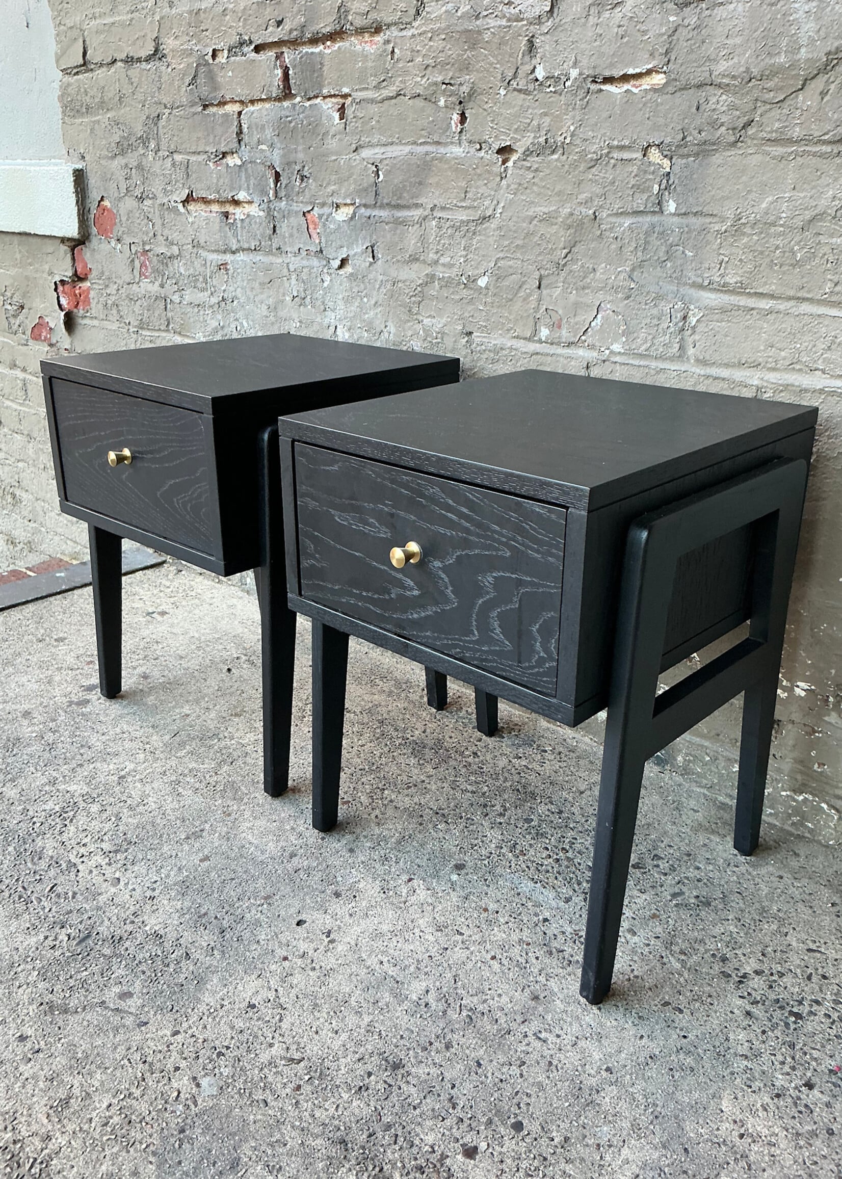GOODWOOD Pair of MCM Style Ebonized Nightstands