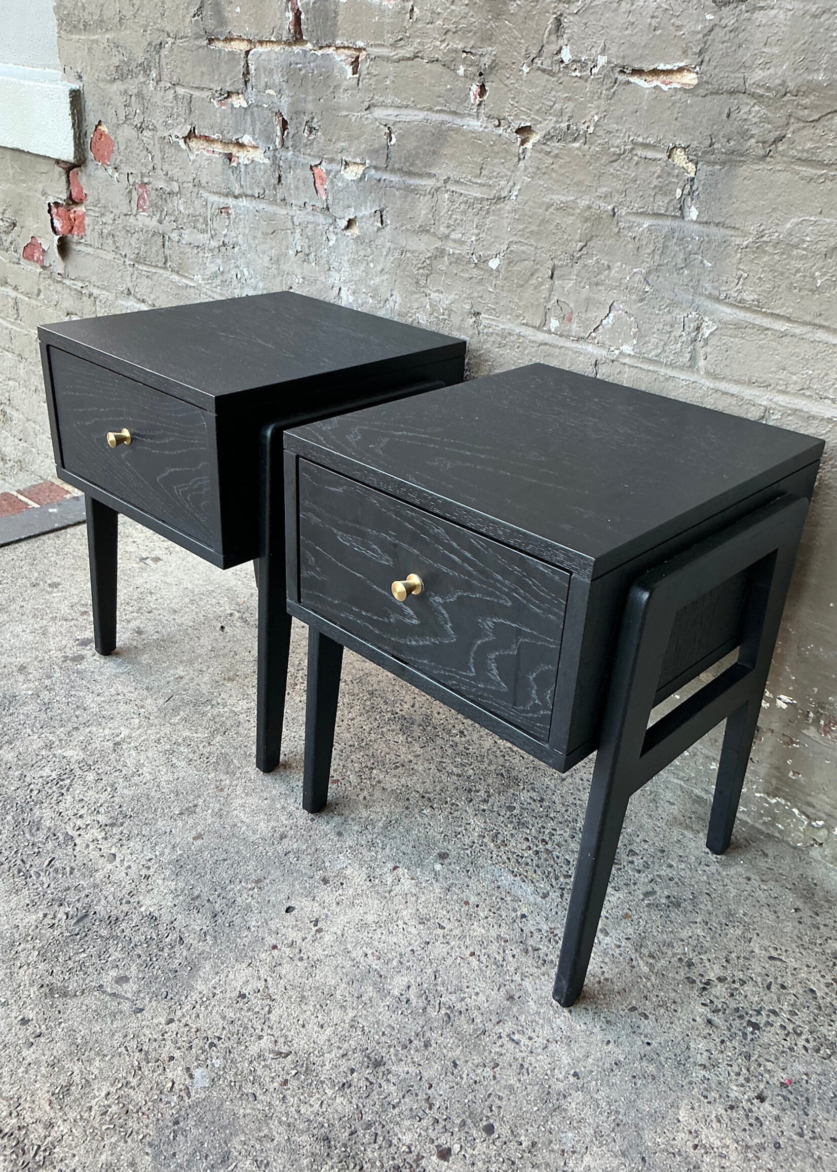 GOODWOOD Pair of MCM Style Ebonized Nightstands