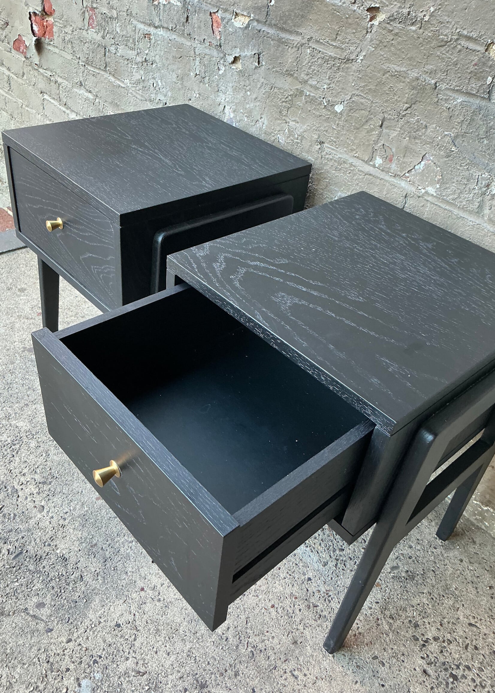 GOODWOOD Pair of MCM Style Ebonized Nightstands