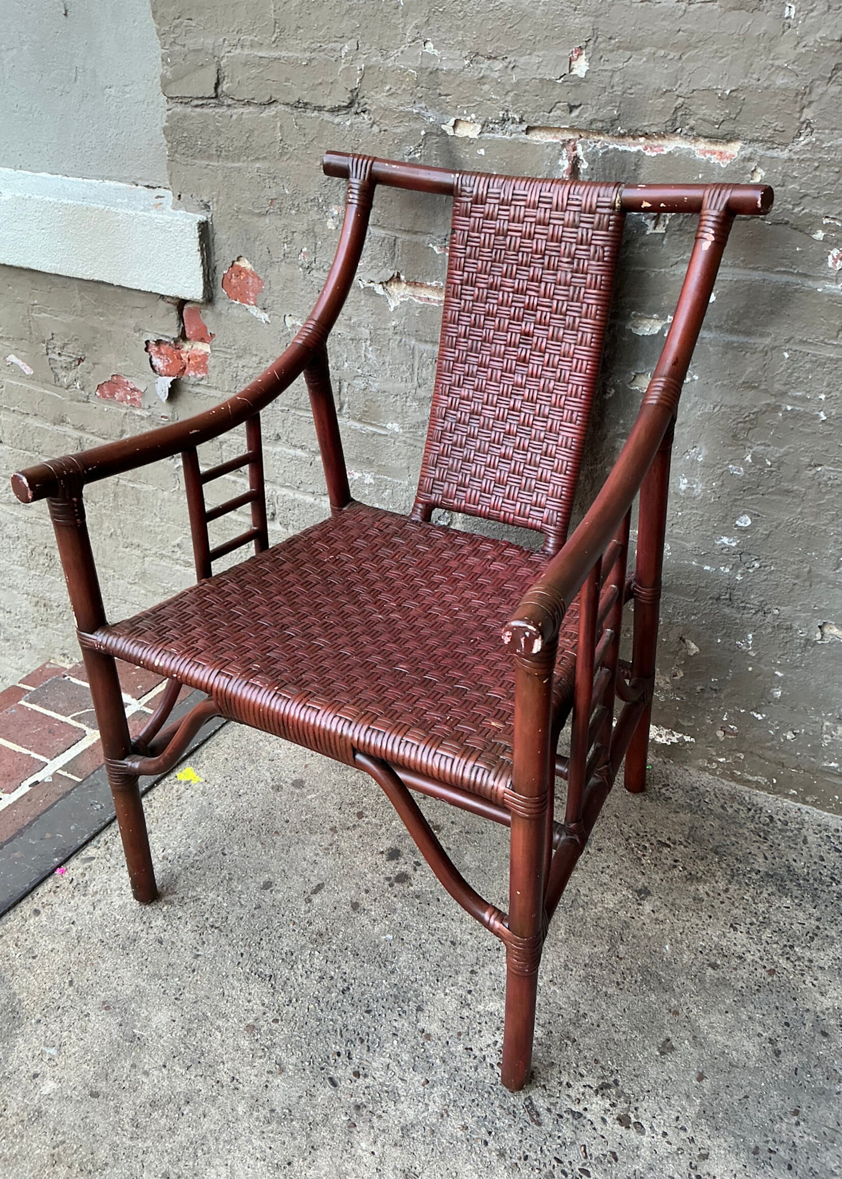 GOODWOOD Pair of Chinese Style Ratan Arm Chairs